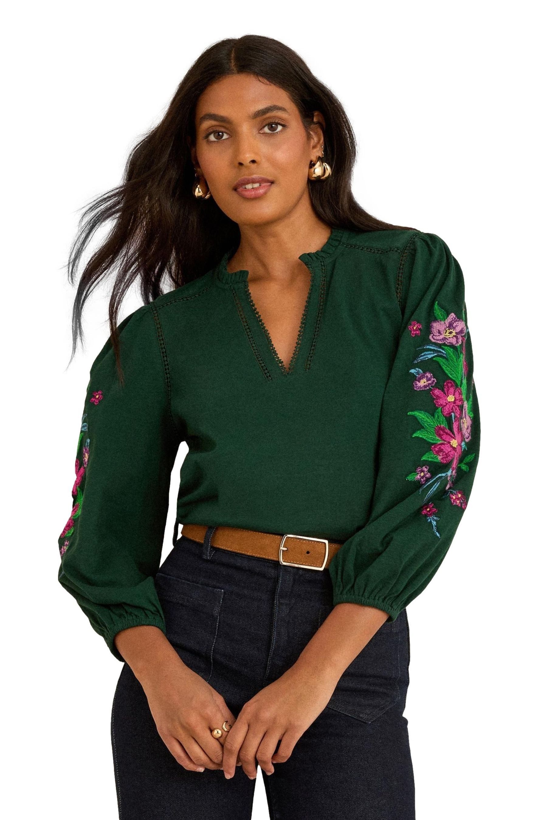 Love & Roses Langarmbluse Love & Roses Jersey-Oberteil mit besticktem Ärmel günstig online kaufen