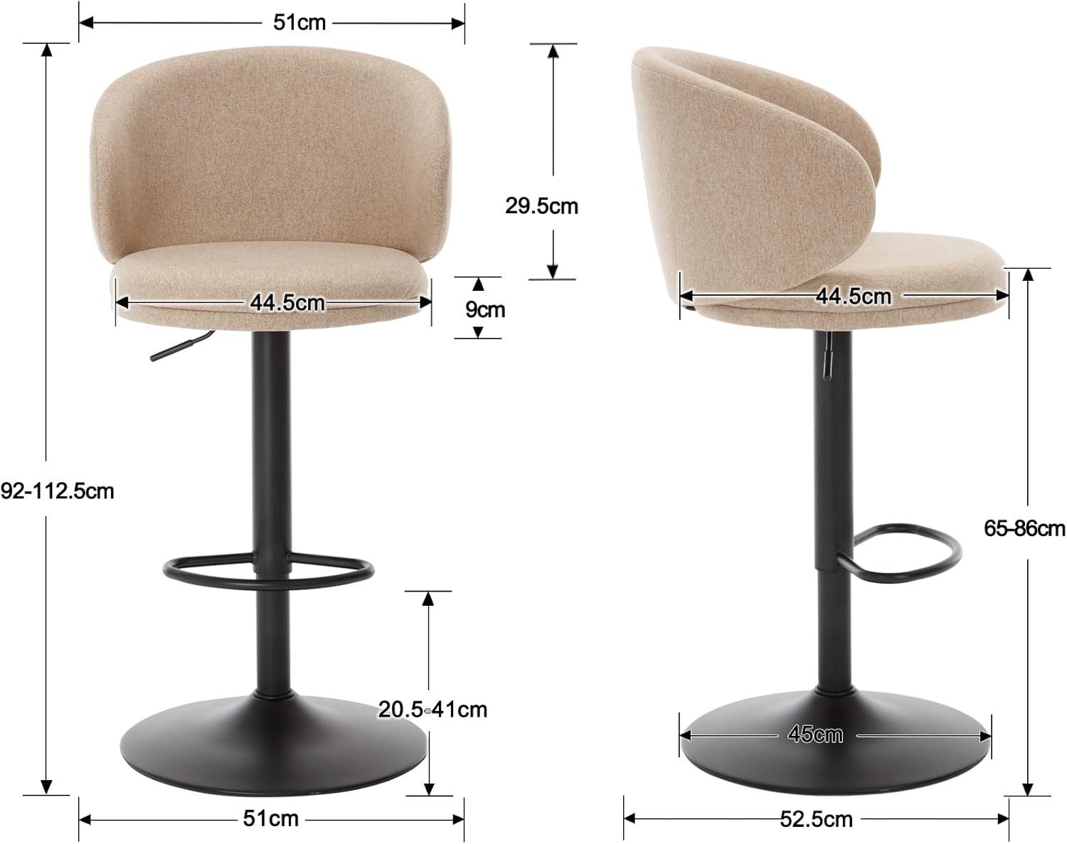 WAHSON OFFICE CHAIRS Barhocker Leinen Tresenhocker günstig online kaufen