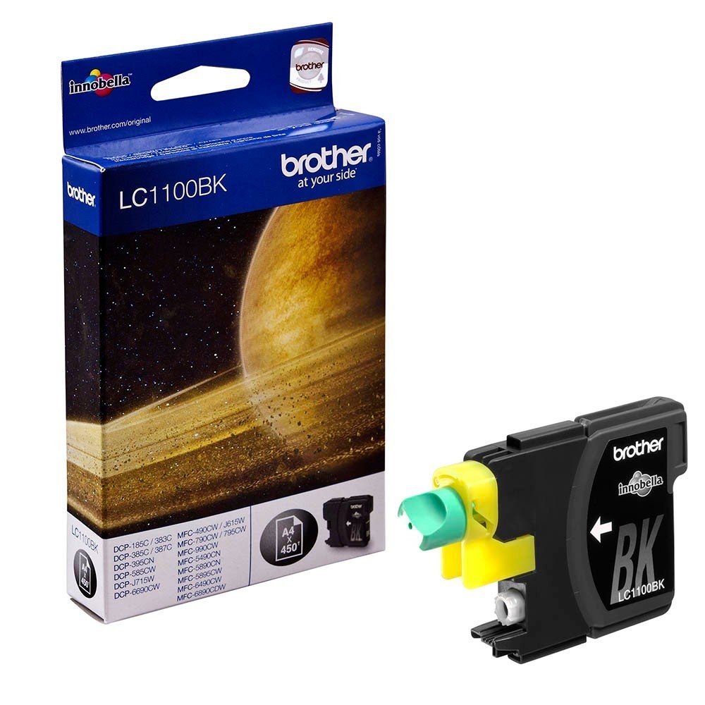 Brother 1 Tintenpatrone LC-1100 ca. 450 Seiten - black Tintenpatrone (1 Farbe (LC-1100BK), 1-tlg)