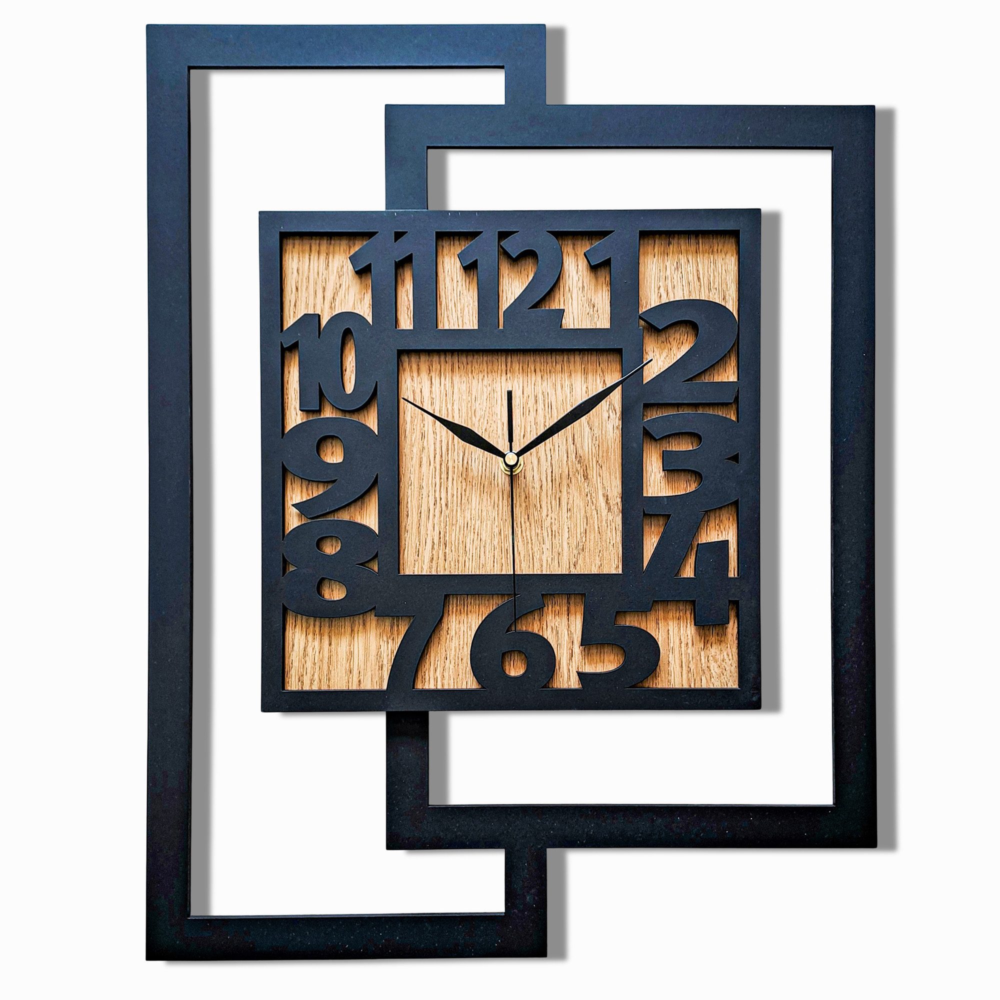 ORNAMENTI Wanduhr Grosse, moderne, geometrisch, Holz, hingucker, rechteckig günstig online kaufen