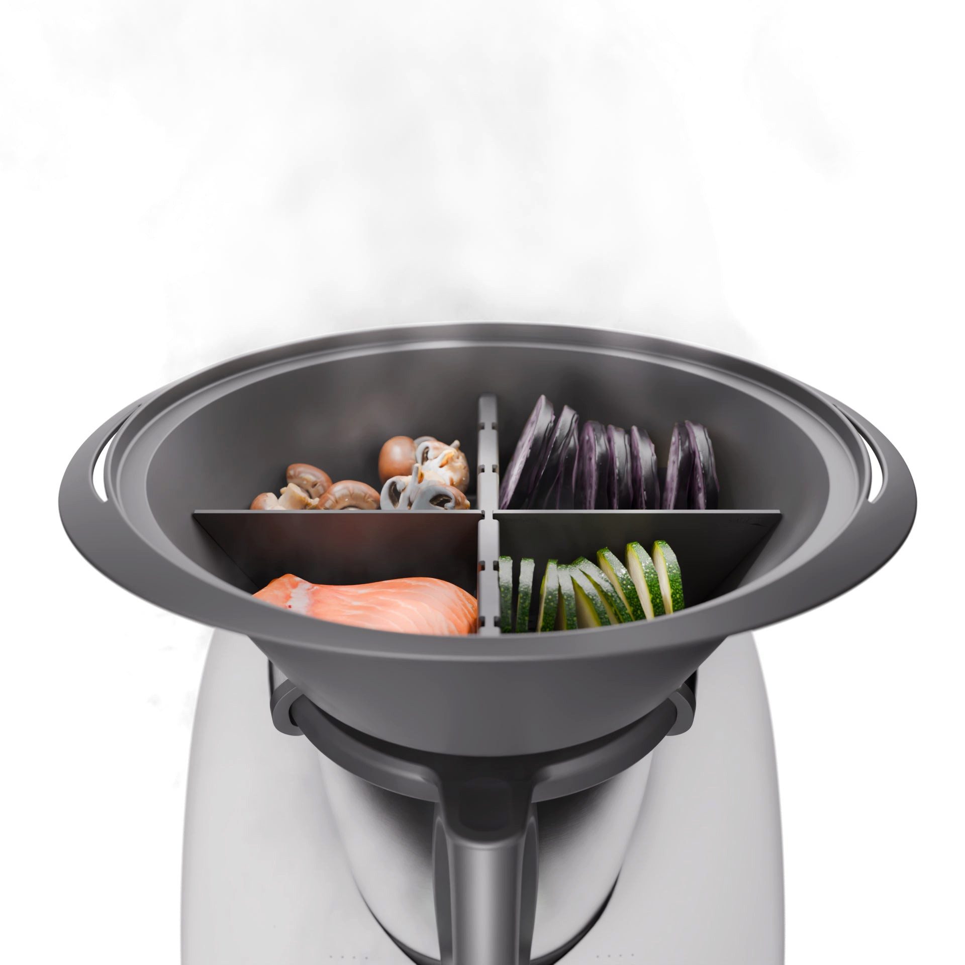 Wundermix Dampfgaraufsatz Steamix® für Thermomix, Zubehör für TM6, TM5, variabler Garraumteiler & Dampfgarkamin - MADE IN GERMANY