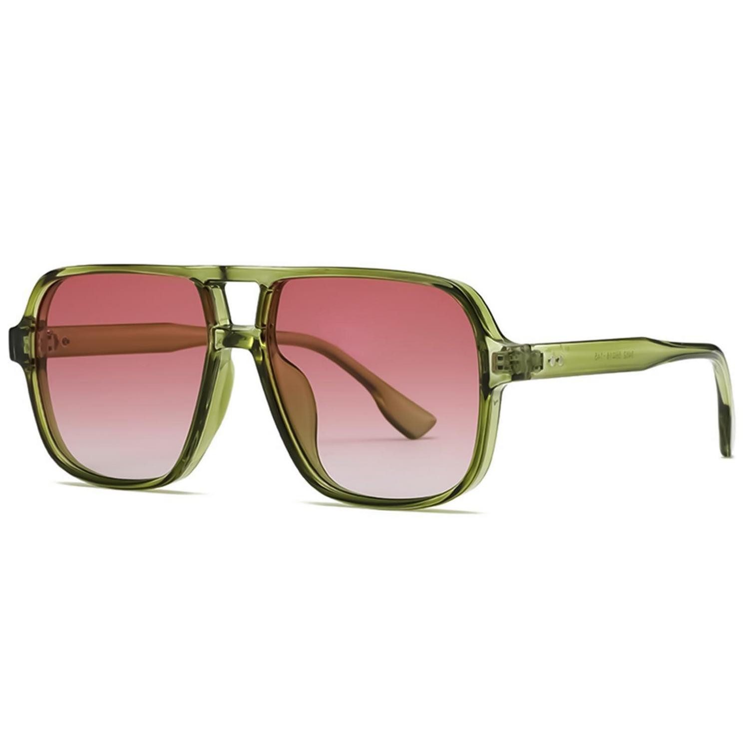 LuxusKollektion Retrosonnenbrille Sonnenbrille Retro Pilotenbrille Eckig Grün Gradient Rot 56 Millimeter
