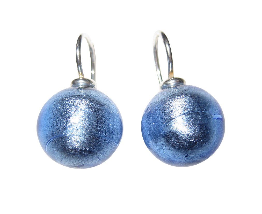 Paar Ohrhänger Murano taubenblau Sterling-Silber schönes Geschenk elegant