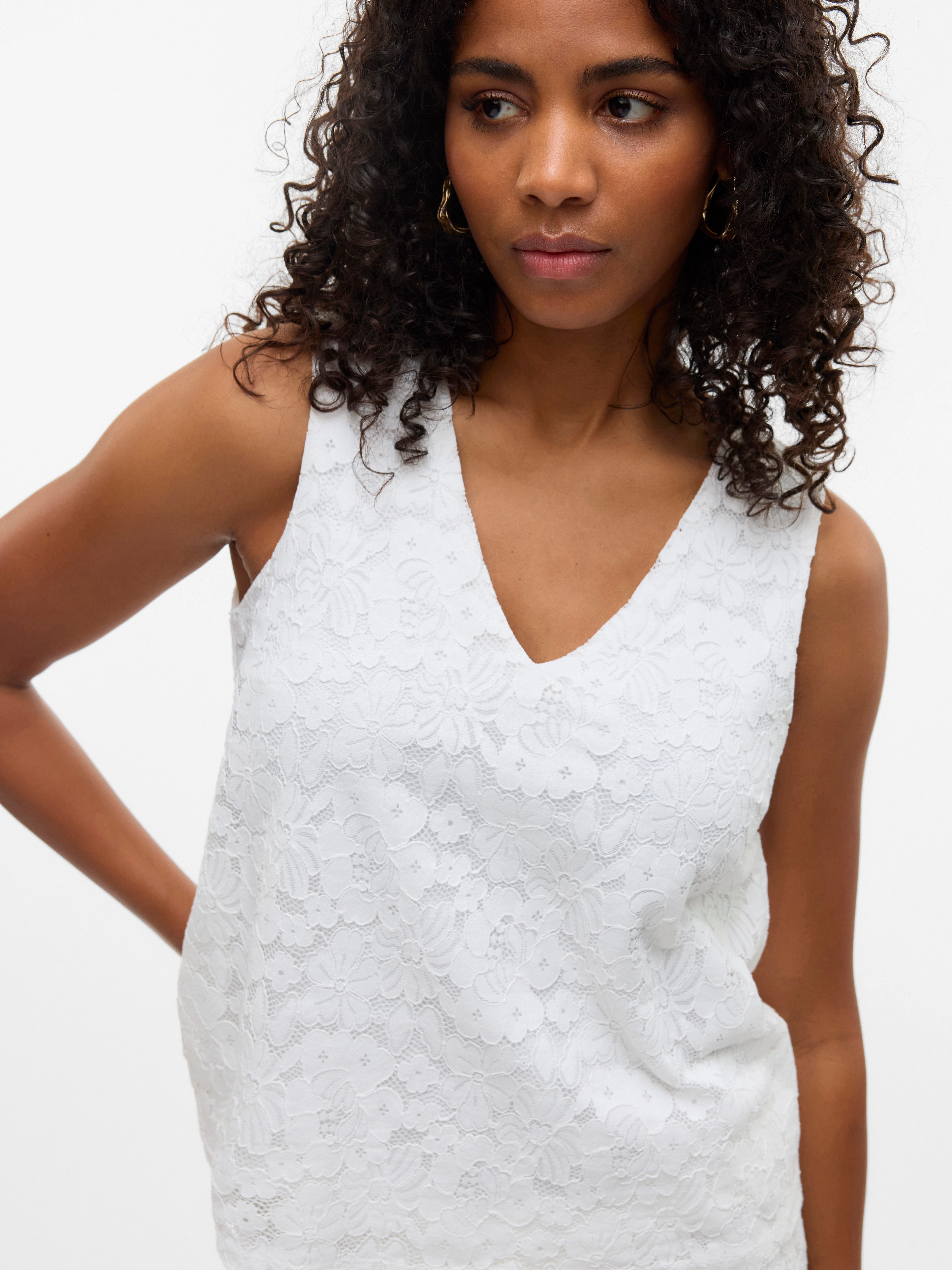 Vero Moda Spitzentop VMHONEY LACE SL V-NECK TOP WVN GA günstig online kaufen