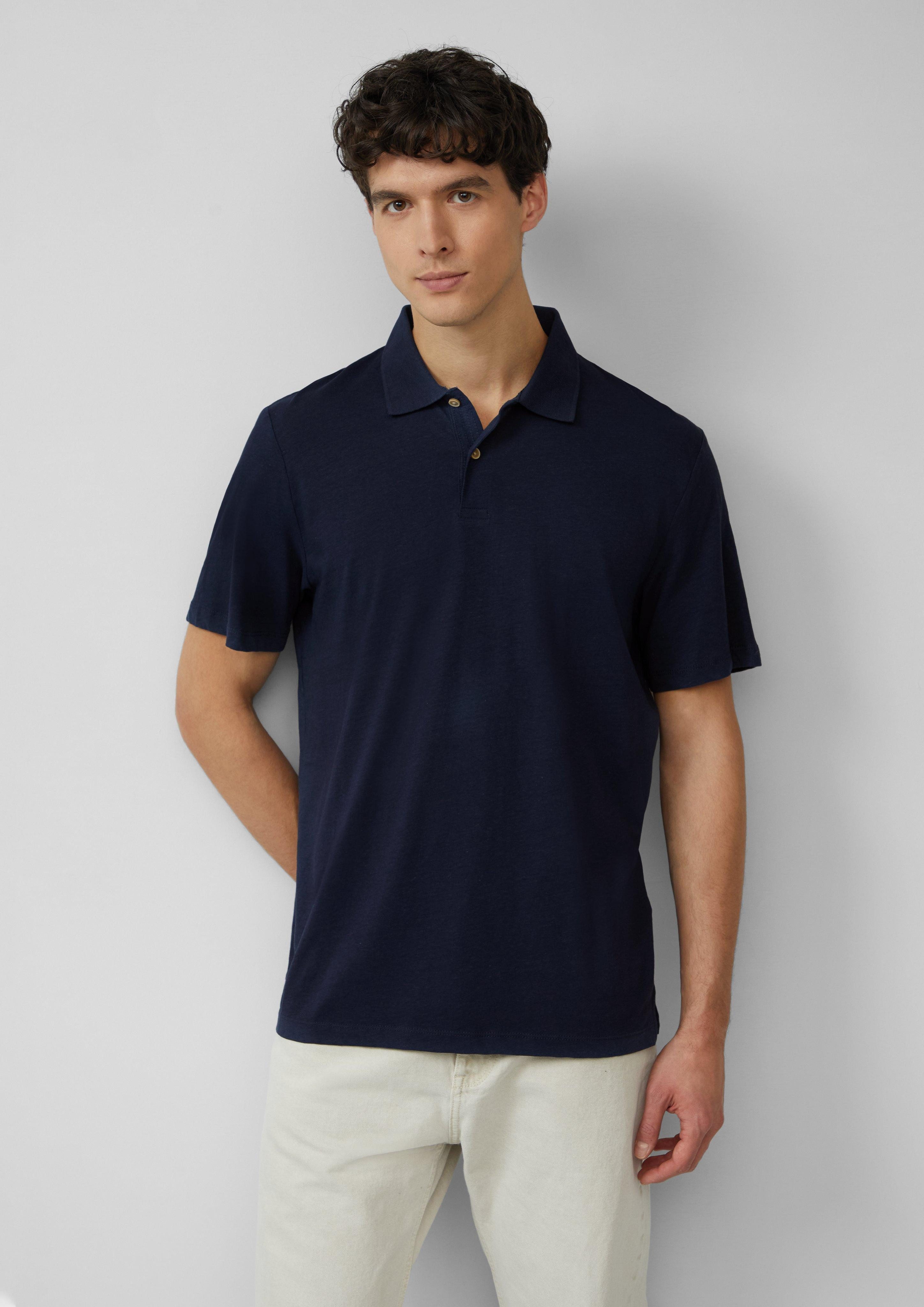 s.Oliver Kurzarmshirt Jersey-Poloshirt aus Leinenmix günstig online kaufen