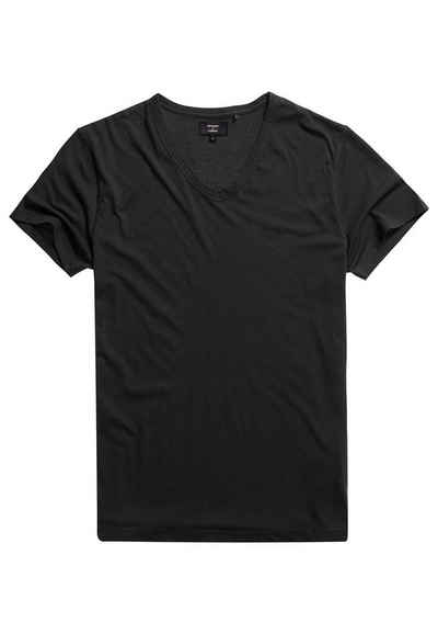 Superdry T-Shirt Superdry Herren T-Shirt LIGHTWEIGHT ESSENTIAL V NECK Dark Grey Green Dunkelgrün