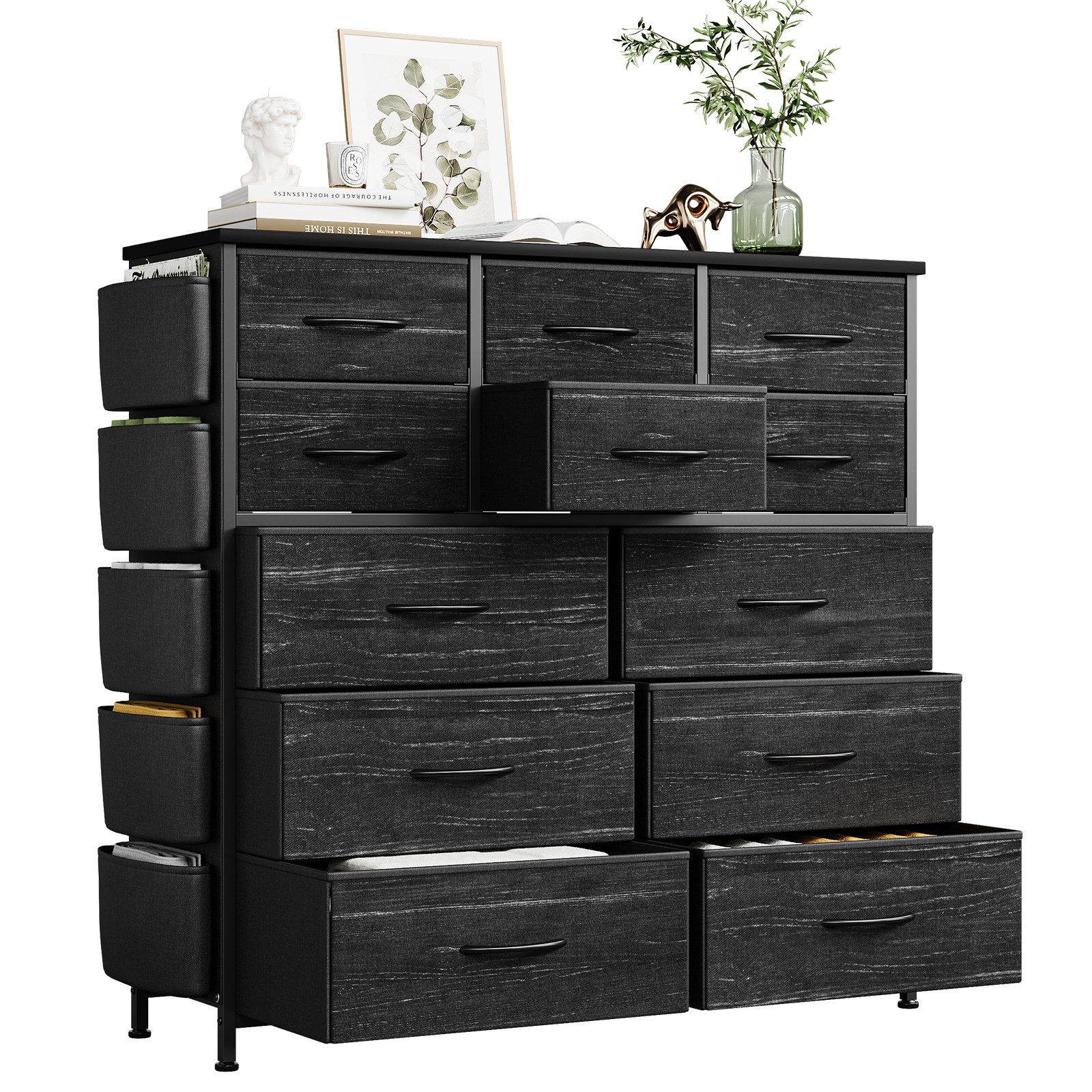 Kommode aus PU Aufbewahrungsschrank mit 12 Schubladen 99*30*110cm