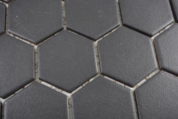 Mosani Mosaikfliesen Hexagonale Sechseck Mosaik Fliese Keramik schwarz