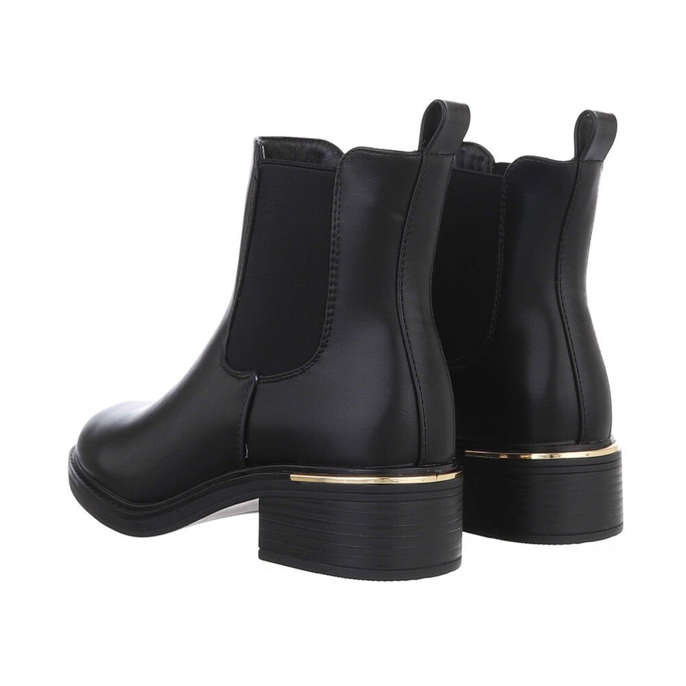 Ital-Design Damen Chelsea Freizeit Chelseaboots (84338012) Blockabsatz Chelsea Boots in Schwarz