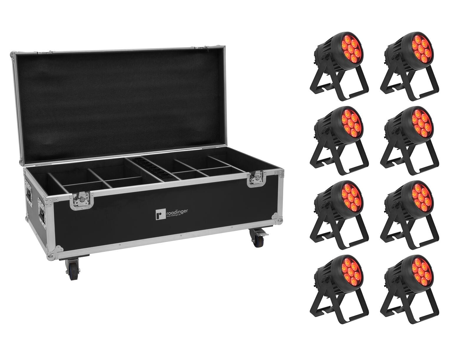 Discolicht EUROLITE Set 8x AKKU IP PAR 7 QCL CRMX MK2 + Case mit Ladefunktion