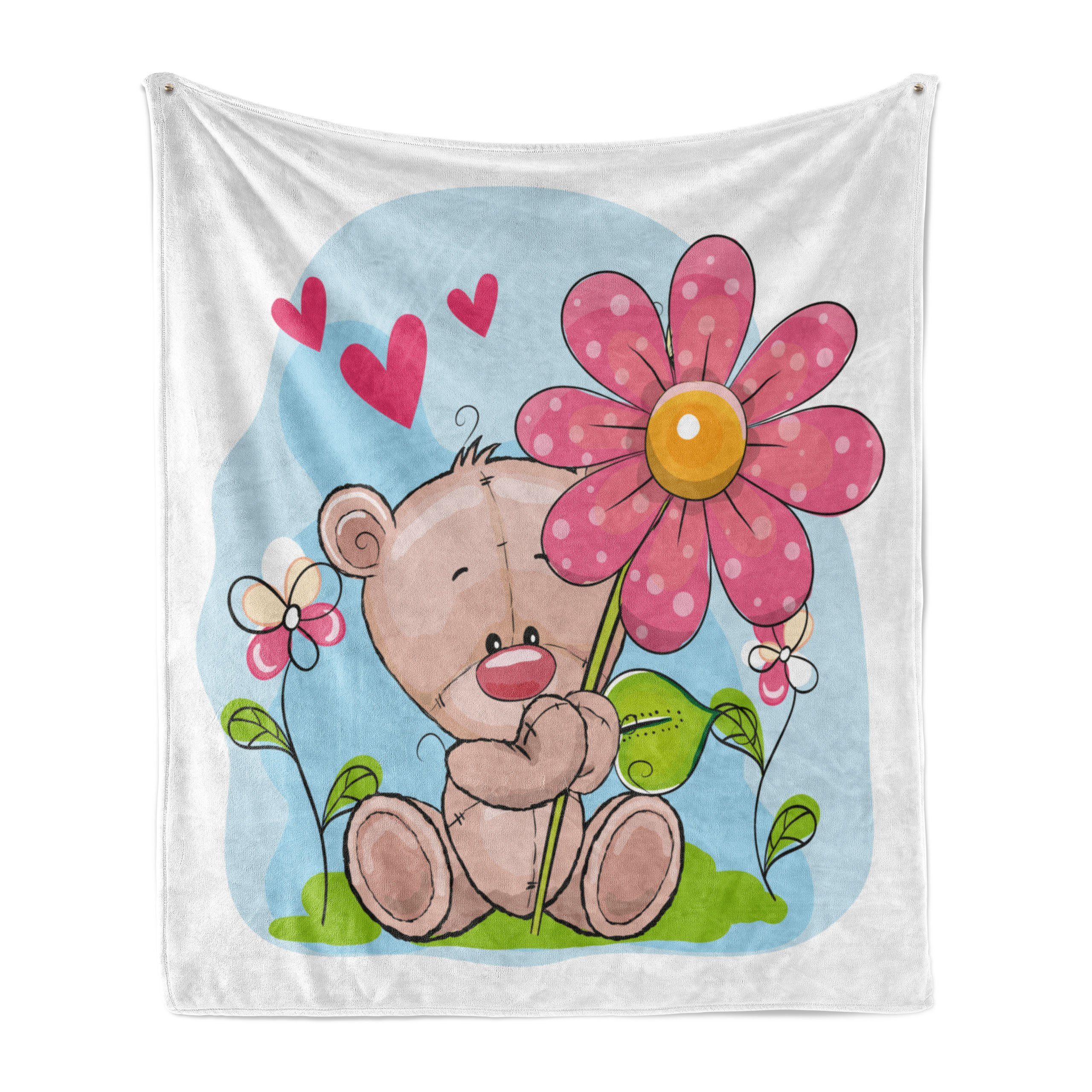 Lustiger Teddy Abakuhaus, Cartoon den Wohndecke Gemütlicher Plüsch Außenbereich, Innen- Blumen für Bär und