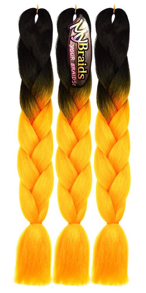 Schwarz-Orange Jumbo Flechthaar YOUR Kunsthaar-Extension Braids 3er Pack BRAIDS! MyBraids im Zöpfe 9-BY 2-farbig