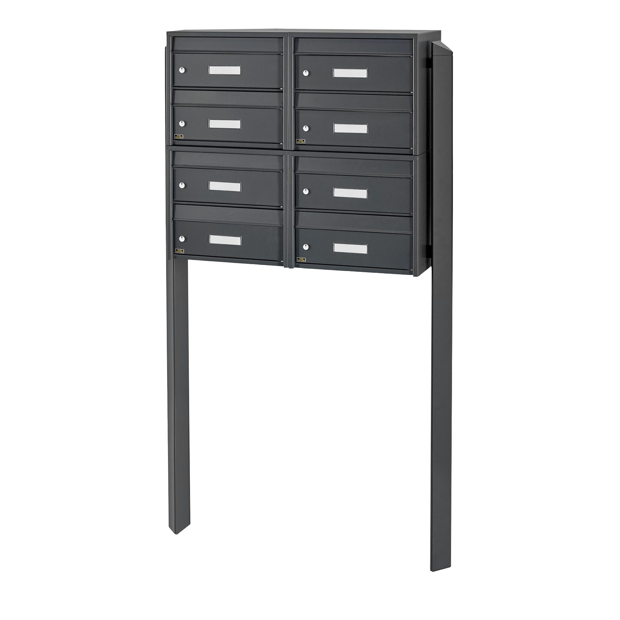 Burg Wächter Briefkastenanlage 8 Parteien anthrazit Briefkästen freistehend mit Standfuß