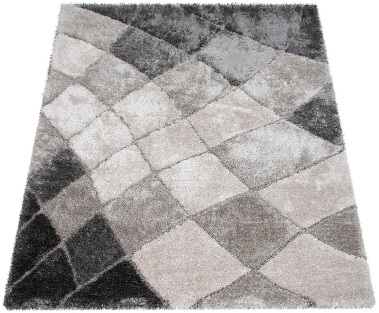 Hochflor-Teppich »Ponto 822«, Paco Home, rechteckig, Höhe 40 mm, geometrisches Design, Wohnzimmer-Otto