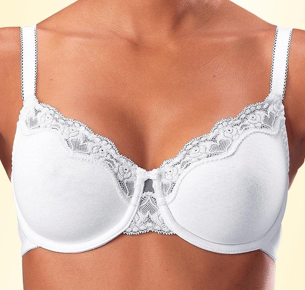 petite fleur by Lascana Bügel-BH, BH mit Bügel, Baumwoll-BH (Packung, 2 Stück) mit zarter Jacquardspitze, große Größen – Bild 5 von 5