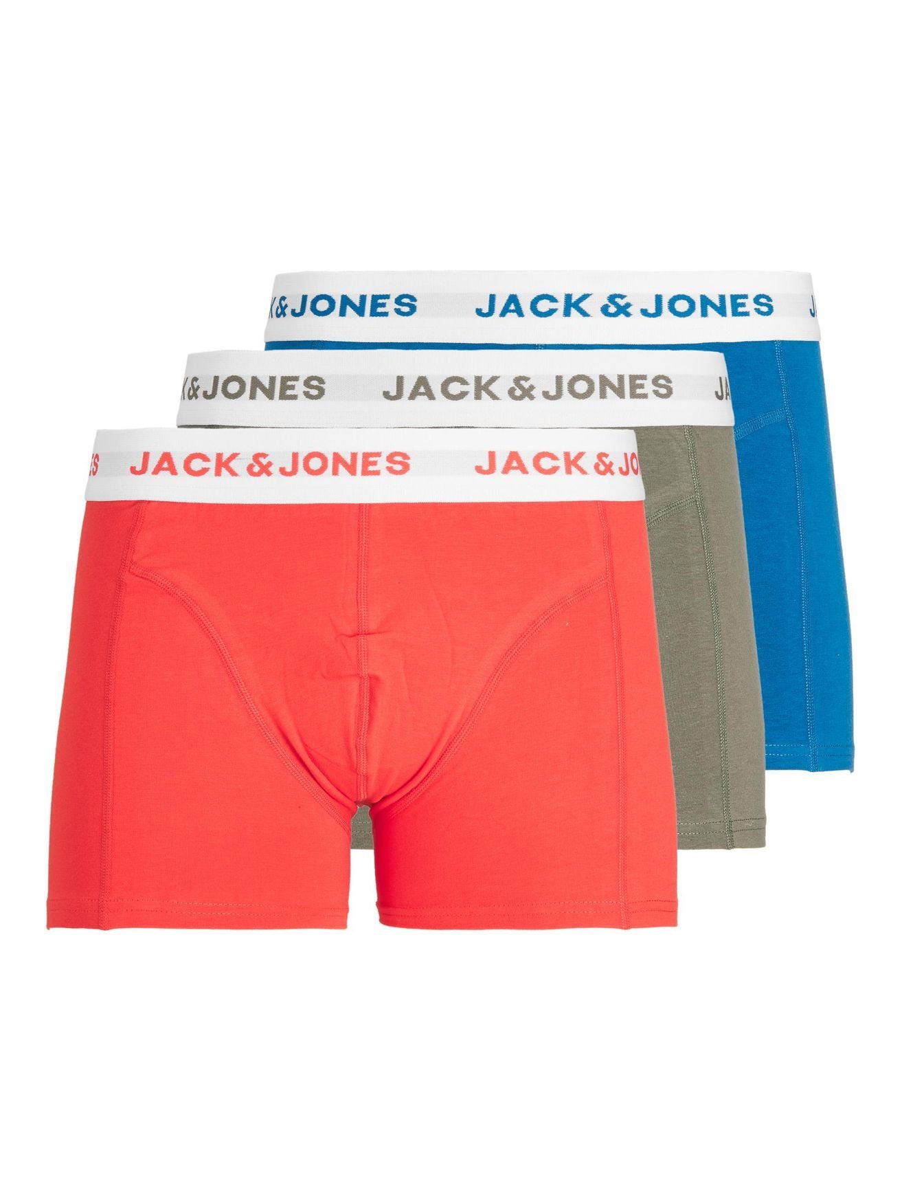 Jack & Jones Boxershorts 3-er Stück Pack Boxershorts Set JACDANIEL (3-St) 4518 in Rot-Blau