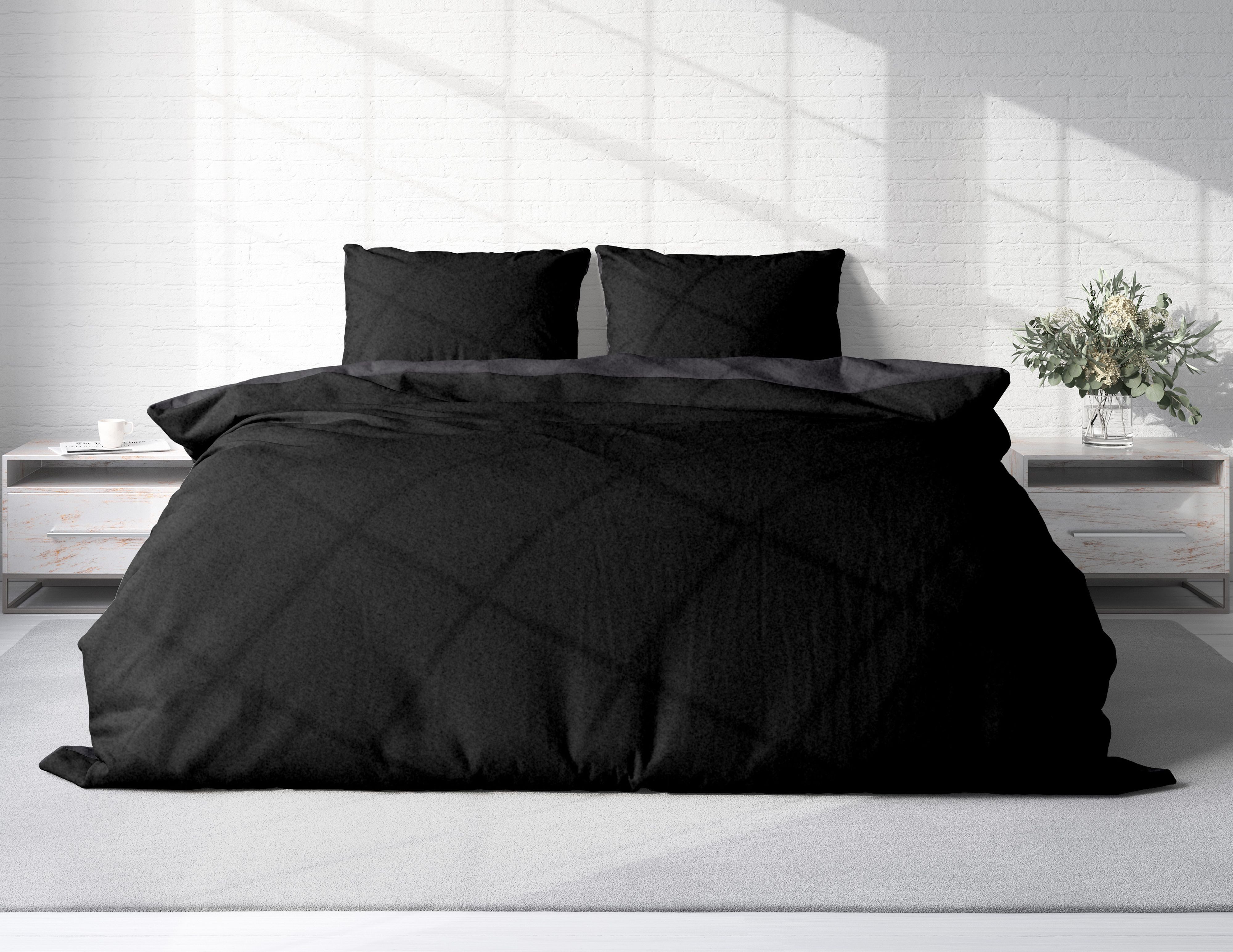 One Home Bettwäsche Doubleface Unifarben, Fleece, 3 teilig, Wende modern, kuschelig flauschig warm weich Winter Doppelbett