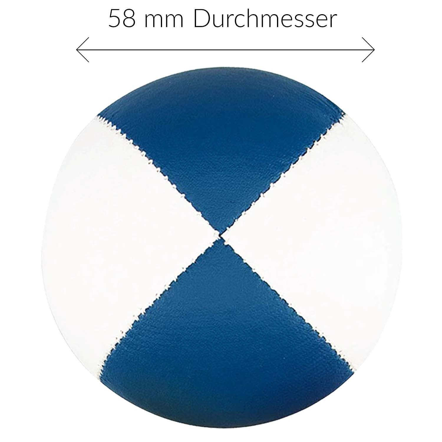 Diabolo Freizeitsport Jonglierball 3er & 5er Set, Jonglierbälle vierfarbig und zweifarbig (Balljonglage Set Zweifarbig - Weiche Lernbälle für Einsteiger, 3-St., Koordinationsbälle 3 Stück - Softbälle zum Jonglieren Lernen), 3er Juggling Balls 58 mm, 90g - Anfänger Training mit Vogelhirse