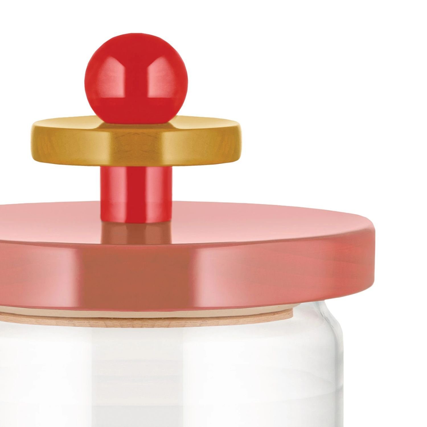 Alessi Vorratsdose Sottsass Collection Twergi Rosa 1000 ml, Buchenholz, Glas, (1-tlg)