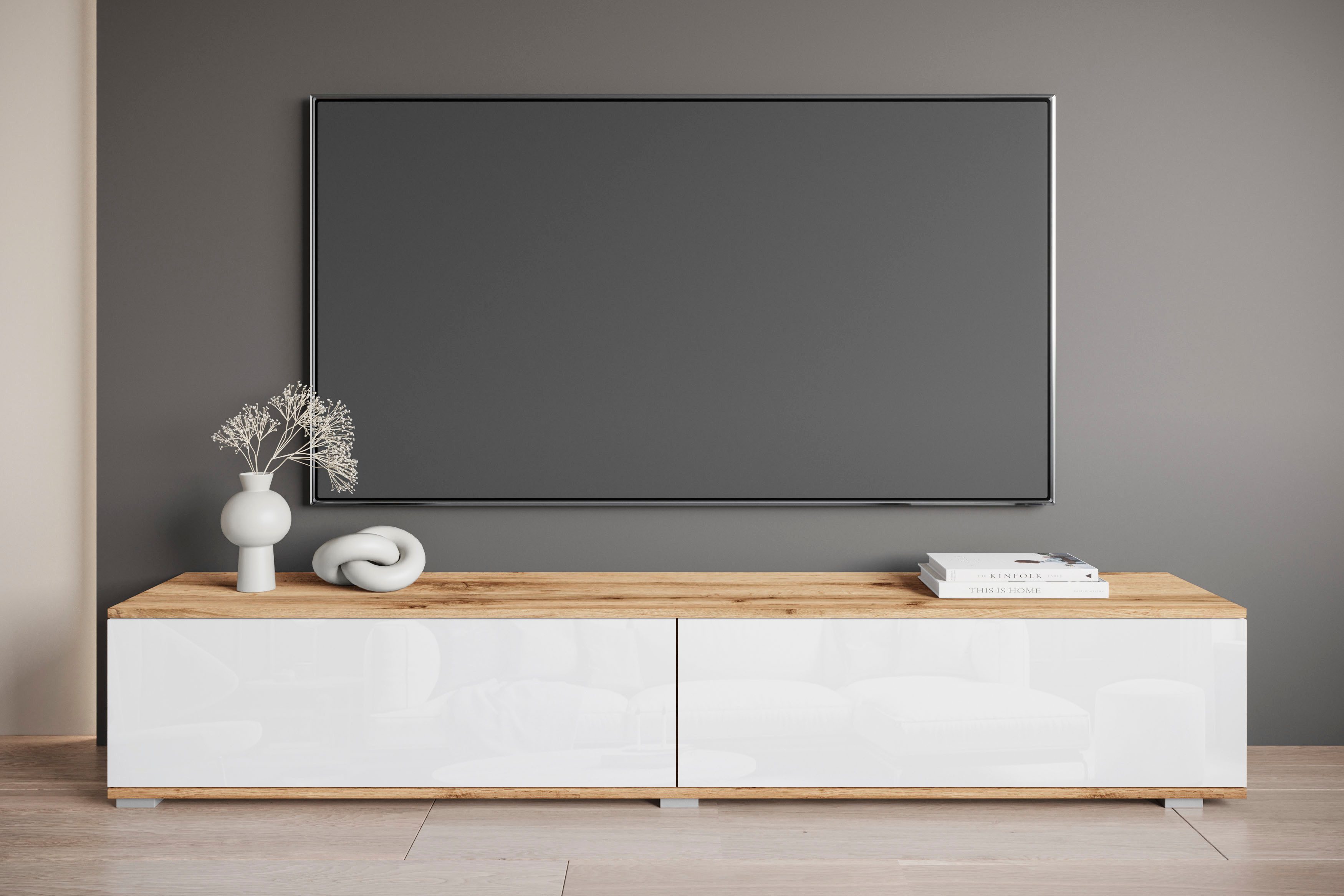 OTTO home Lowboard Kenia (1 St), 2 Klappen – flexibel hängend oder stehend montierbar