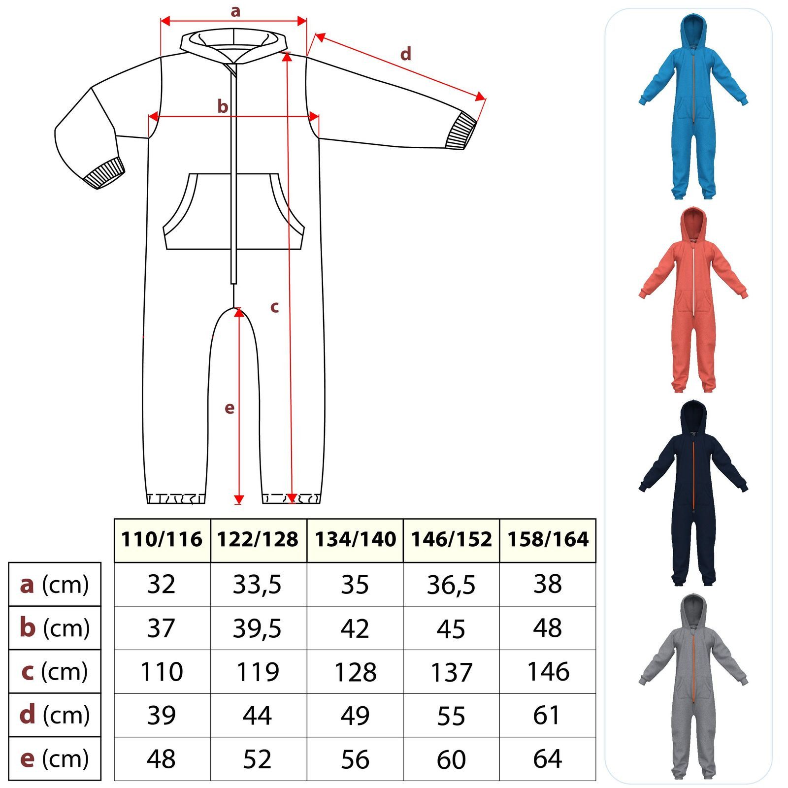 Gradnetz Jumpsuit Kinder Jungen Mädchen Overall Onesie Anzug Kids (1-tlg) Bio-Baumwolle - Kinnschutz - Kuschelig-weich - elastische Bündchen