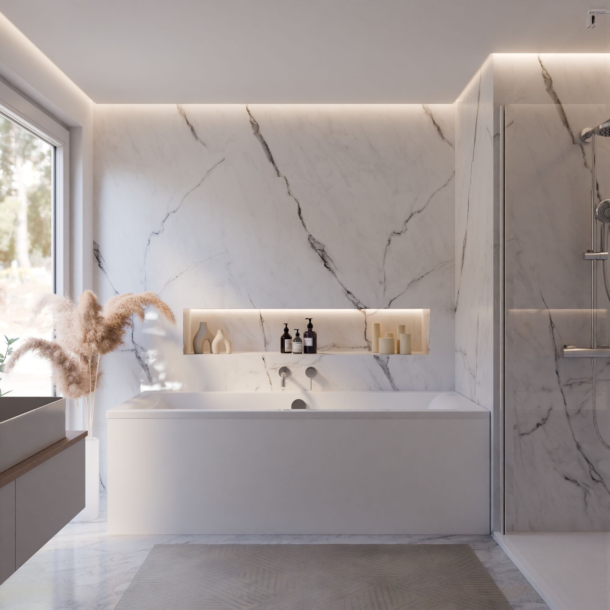 Schulte Badewanne Rechteck Onda, 180x80 cm Sanitäracryl Weiß Komplett-Set mit Wannenträger und Ablauf