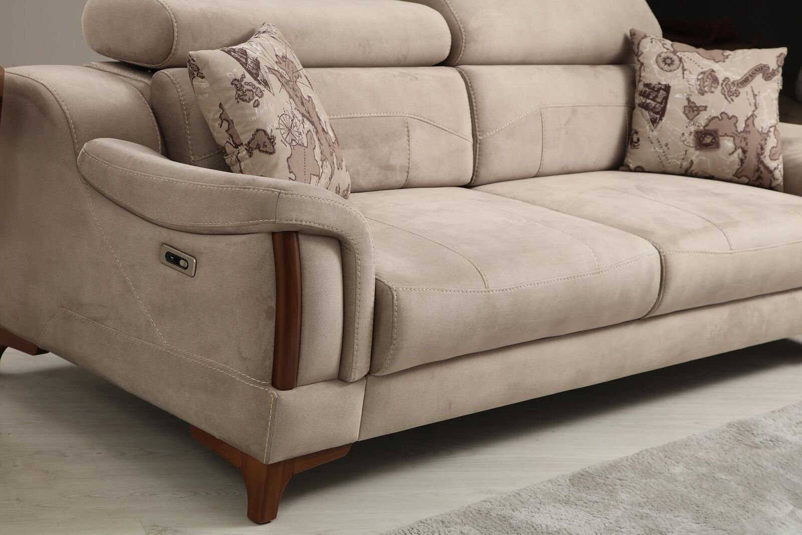 JVmoebel 3-Sitzer Sofa Wohnzimmer Designer Modern Teile, Made Polster Textil, Möbel in 1 Europa
