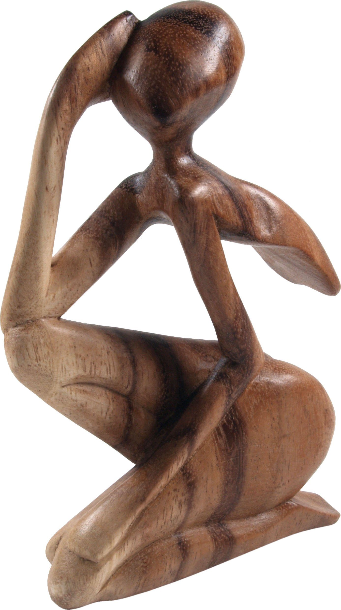 Guru-Shop Dekoobjekt Holzfigur, Statue, Deko Objekt Feng Shui -.. 30 cm / dunkel-`Denker`