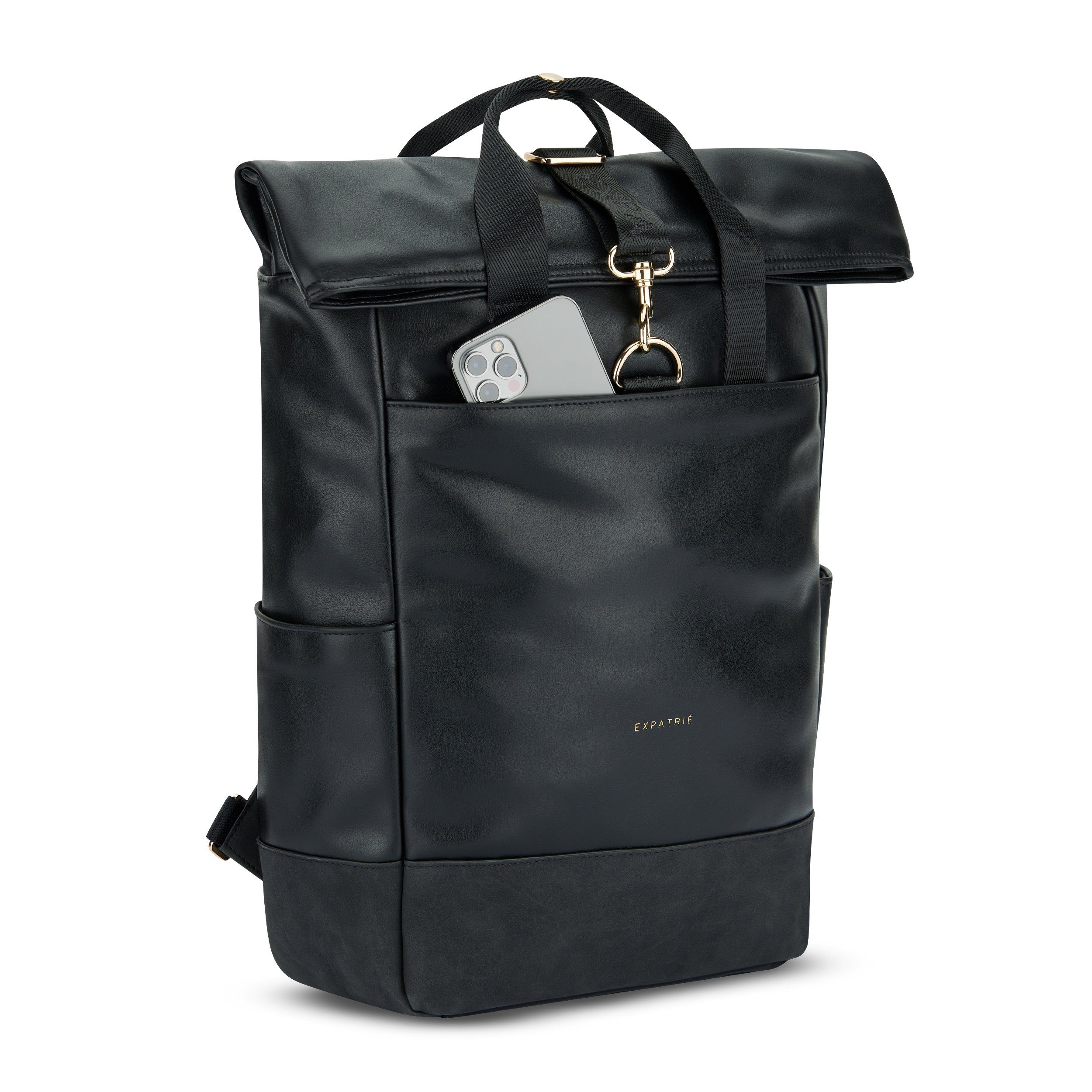 Expatrié Cityrucksack Adele Laptop Rolltop Damen Wasserabweisend (1-tlg), Hochwertiges Kunstleder, Wasserabweisend