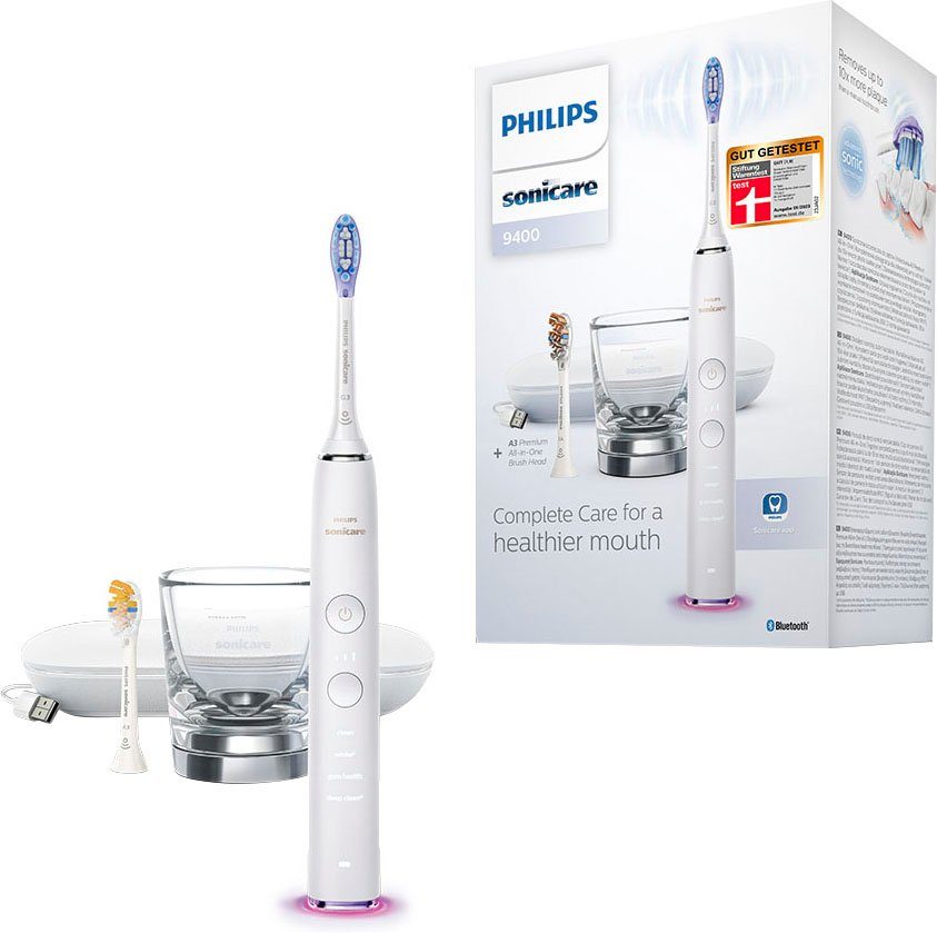 Philips Sonicare Elektrische Zahnbürste DiamondClean 9400, HX9917,  Aufsteckbürsten: 2 St., mit integriertem Drücksensor, 4 Putzprogramme und 3  Intensitätsstufen, Passen Sie die DiamondClean 9400 an Ihre Bedürfnisse an | Schallzahnbürsten