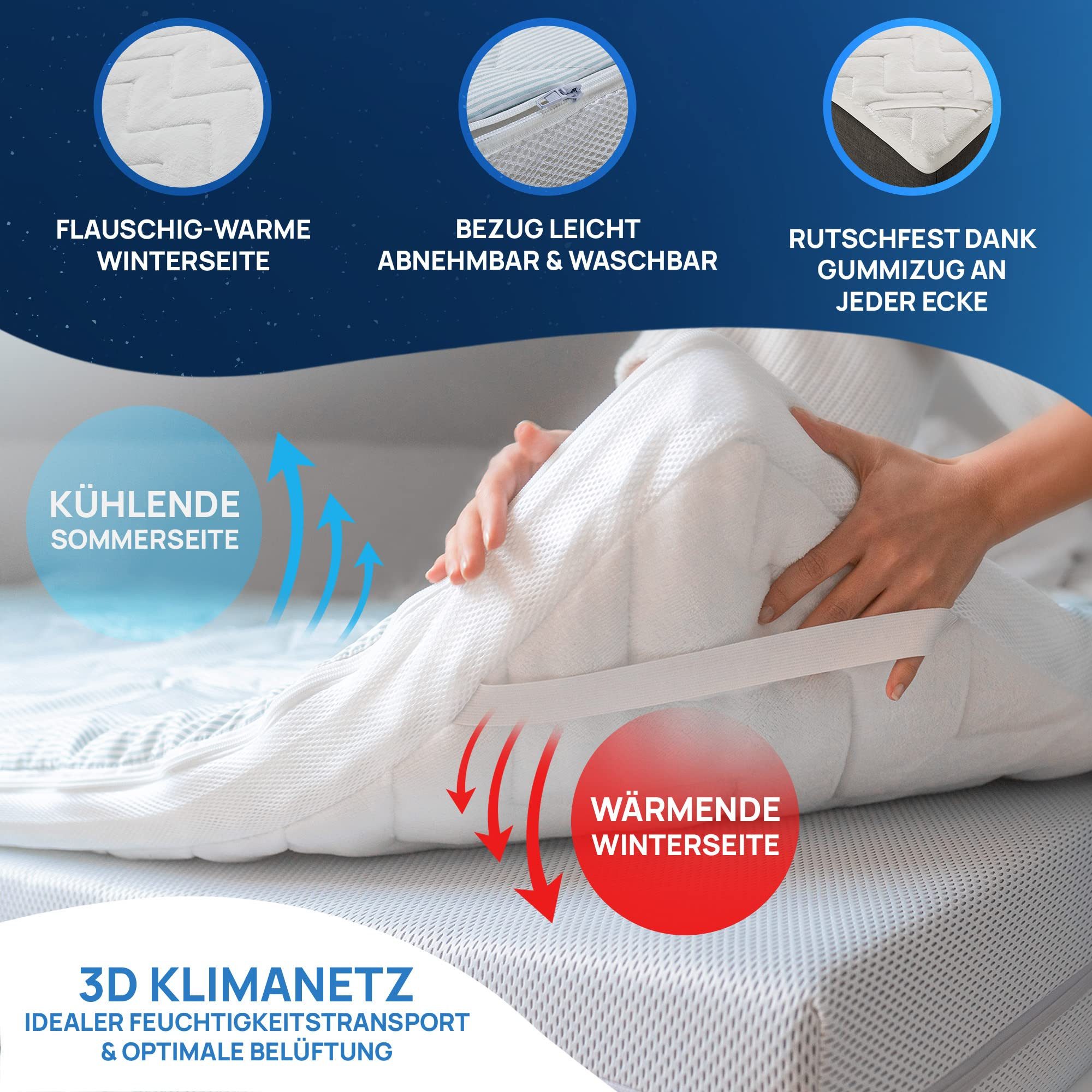 LILENO HOME, Topper für Matratzen aus Memory Foam - in verschiedenen Größen und Dicken, 8 cm hoch, (1-tlg, 1er Set), viscoelastischer Matratzentopper 90x200 cm, auch für Boxspringbett