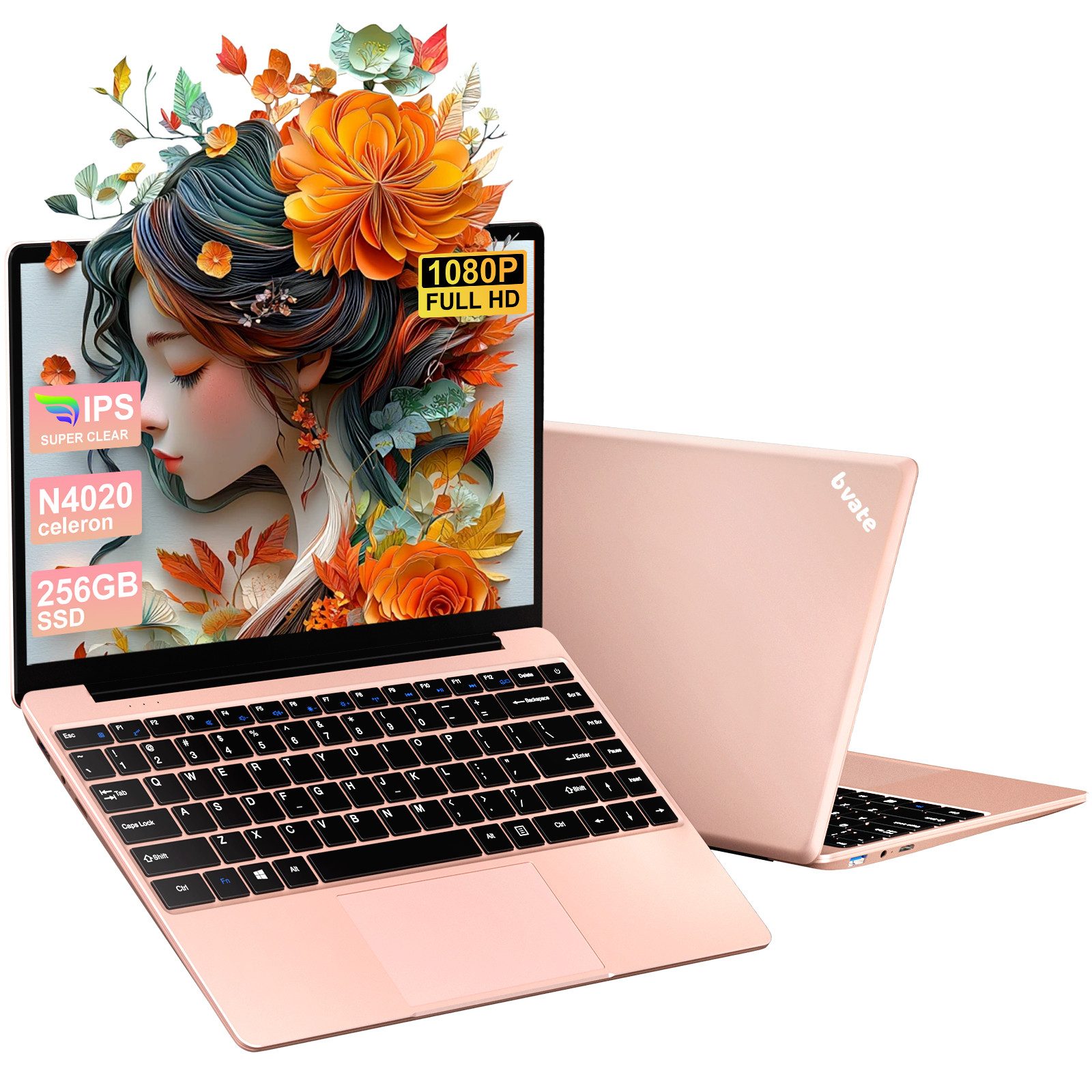 bvate Laptop, 14 Zoll, N4020, 6GB RAM, 256GB/1TB SSD Notebook Notebook (Celeron N4020, Celeron N4020)