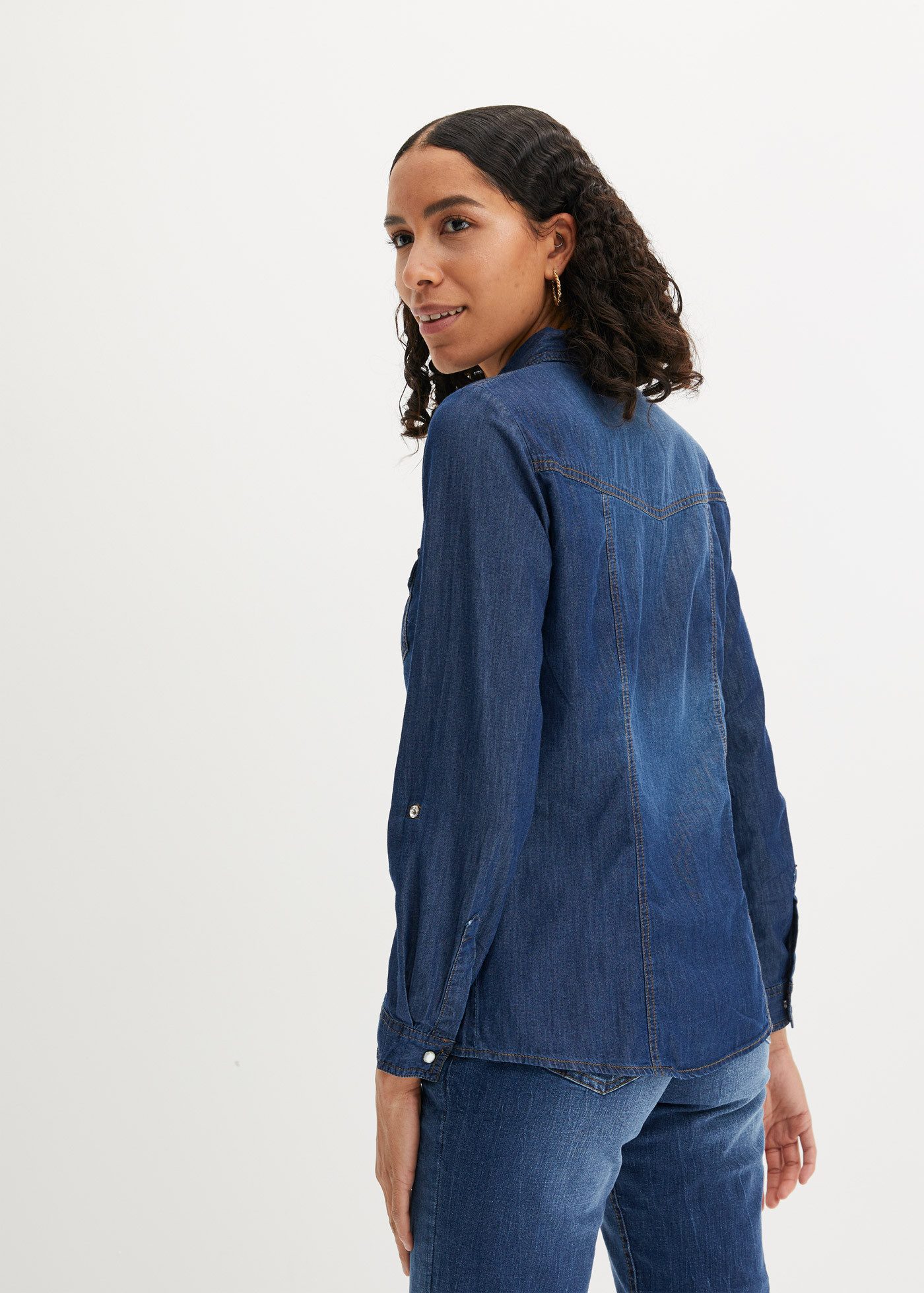 bonprix Jeansbluse mit zwei Brusttaschen, im Westernstyle günstig online kaufen