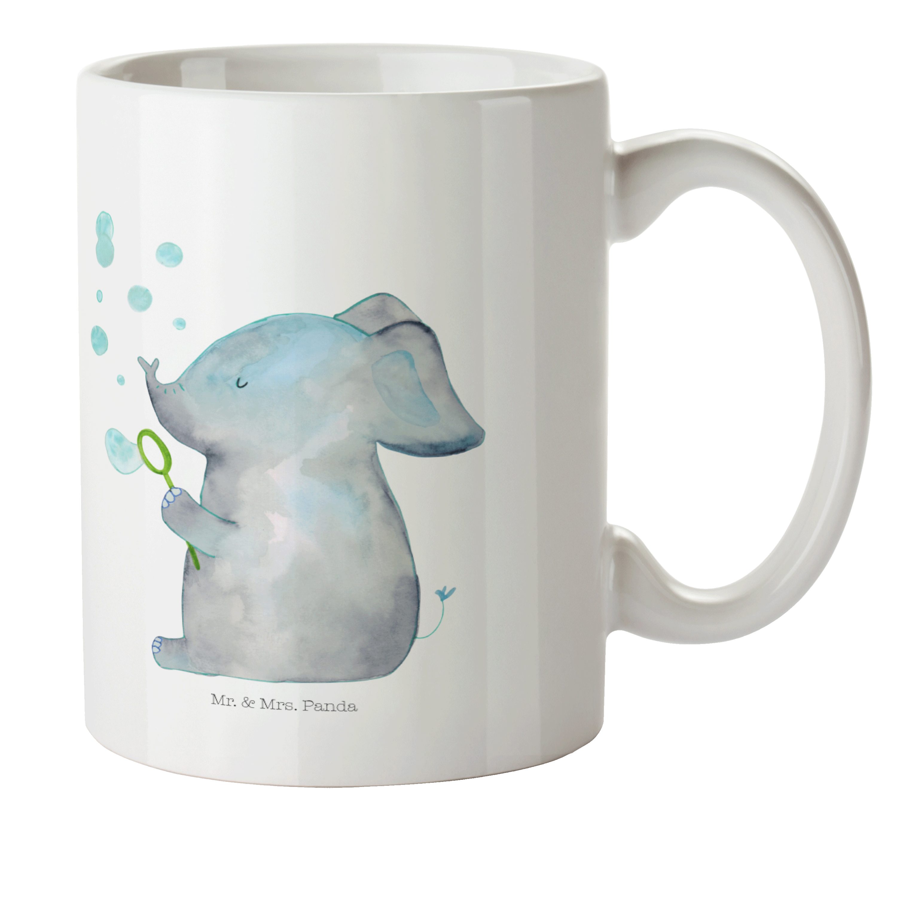 Weiß Mrs. Heimat, Tiermotive, Kaffeetas, Mr. Seifenblasen Panda Kinderbecher Elefant - Geschenk, - & Kunststoff