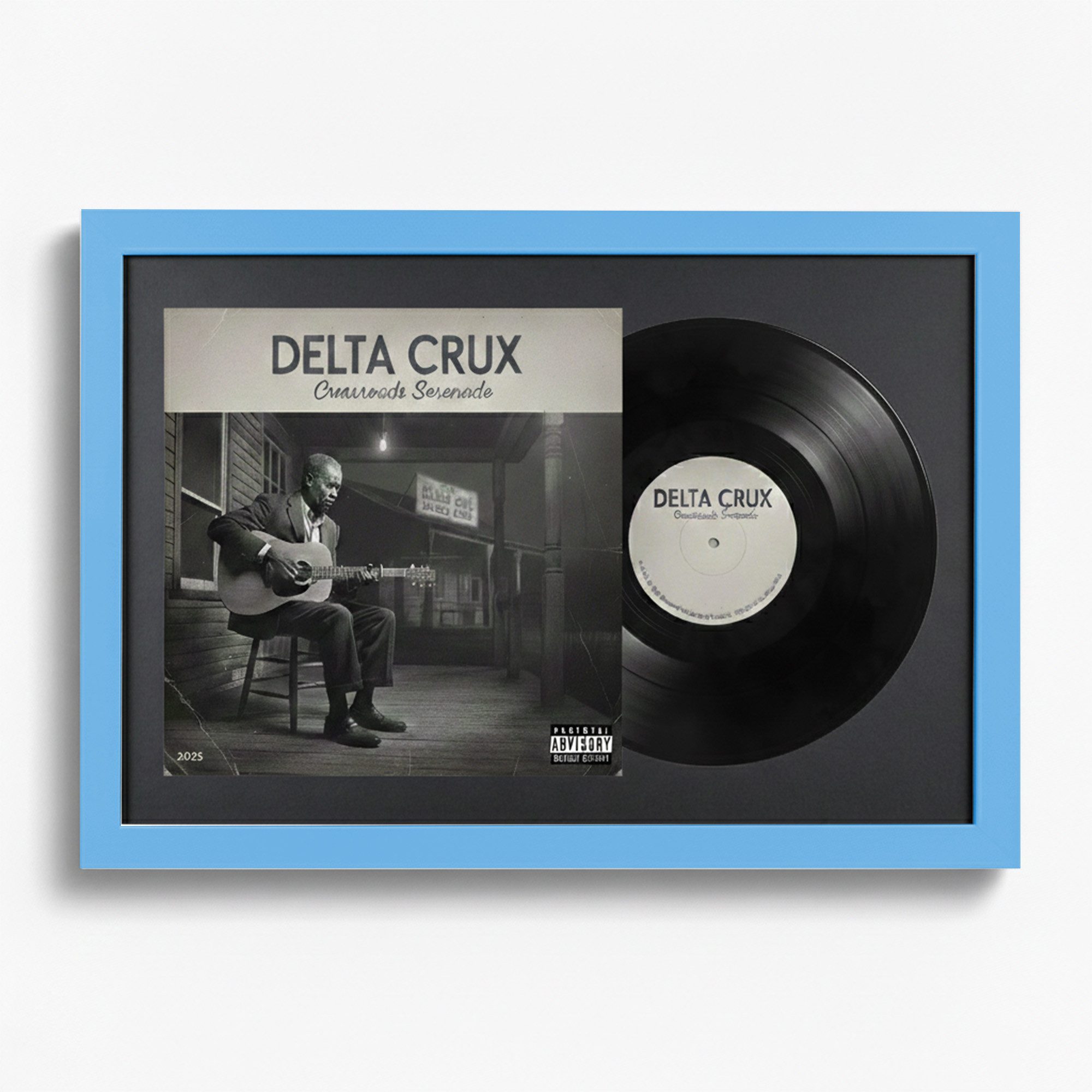 K-Möbel Bilderrahmen Schallplatten Rahmen für Vinyl und Cover, (1 St), mit Passepartout