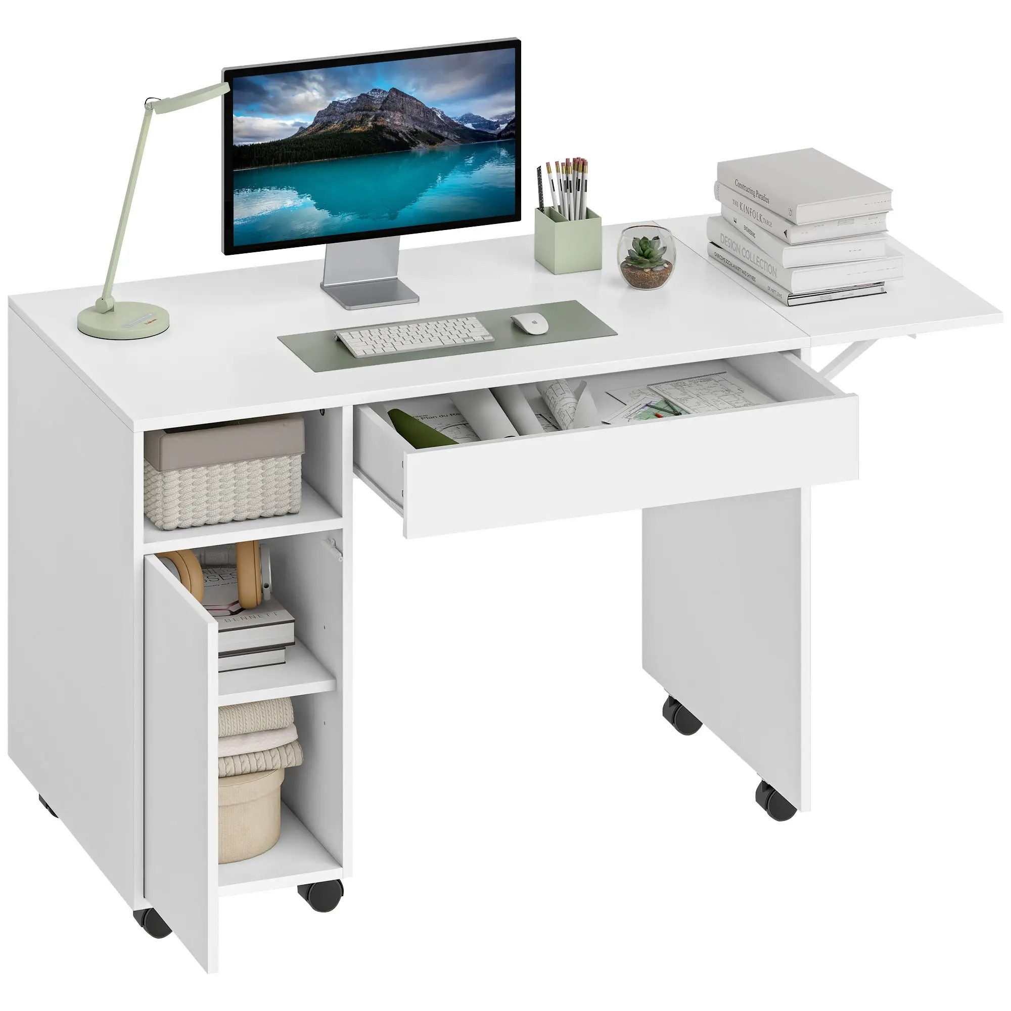 BlingBin Computertisch Schreibtisch mit Rollen, Bürotisch mit Schublade und günstig online kaufen