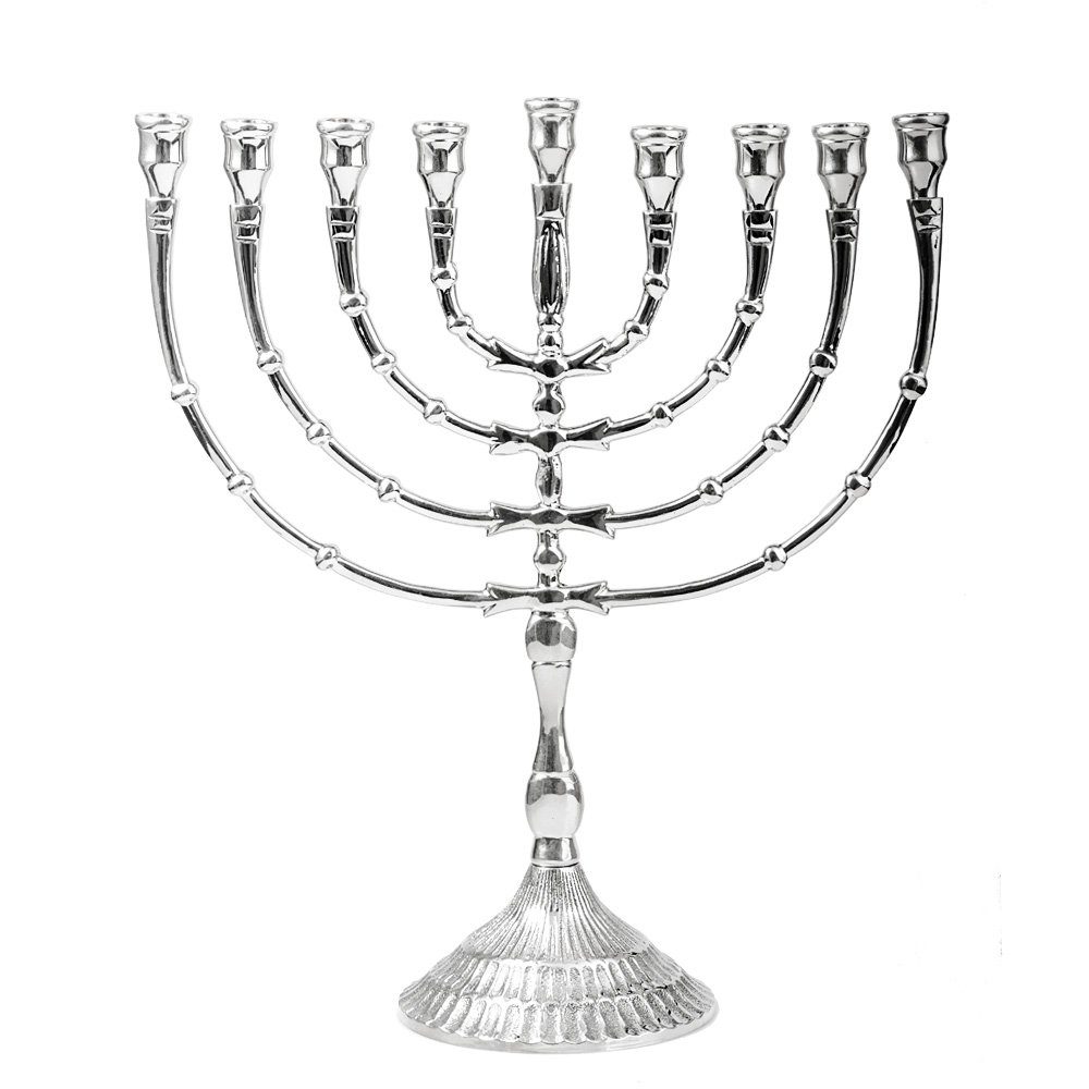 9 Menorah 32cm Kerzenleuchter Kandelaber NKlaus Hanukkah Groß Silber