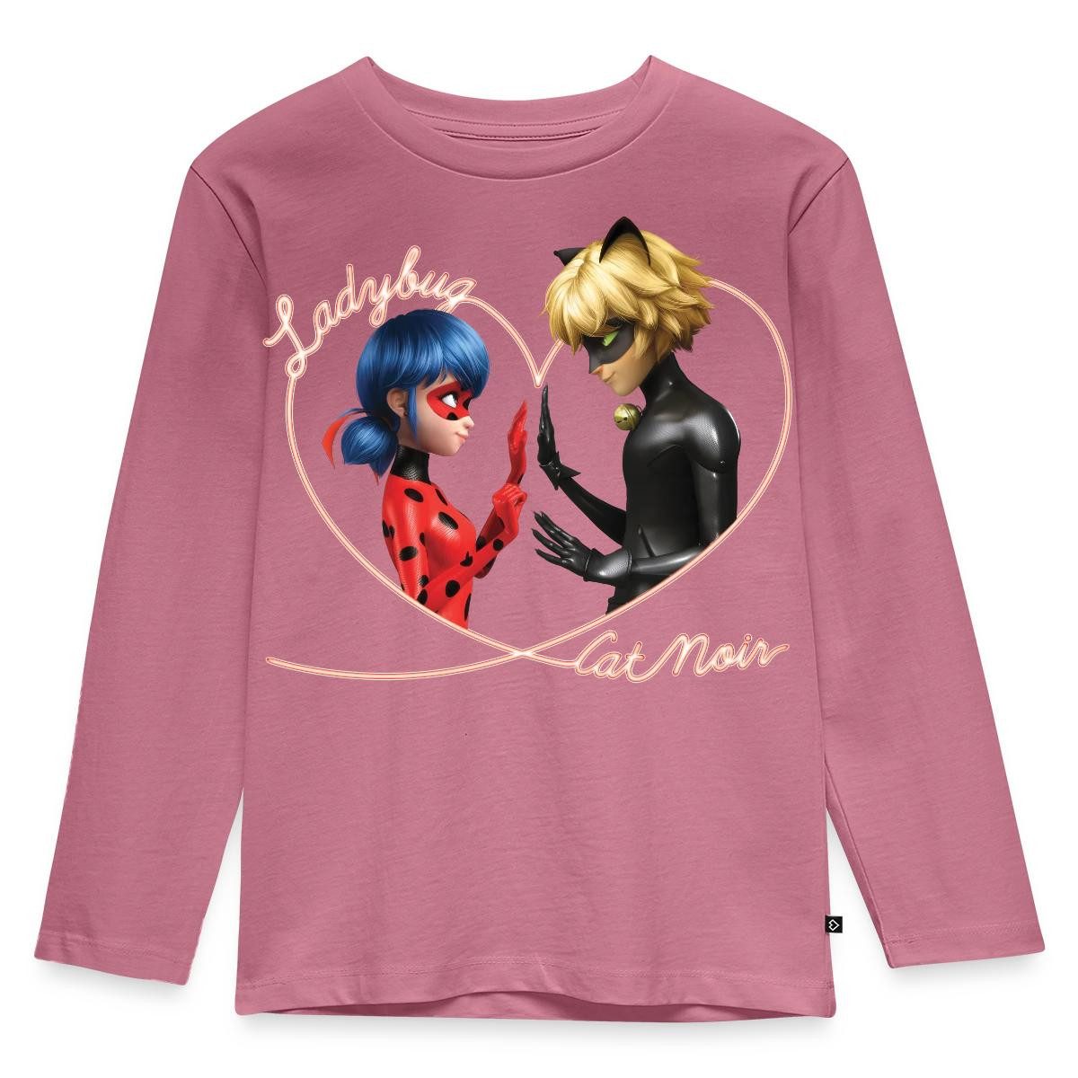 T-Shirt Miraculous Ladybug Und Cat Noir Herz Kinder Premium Langarmshirt