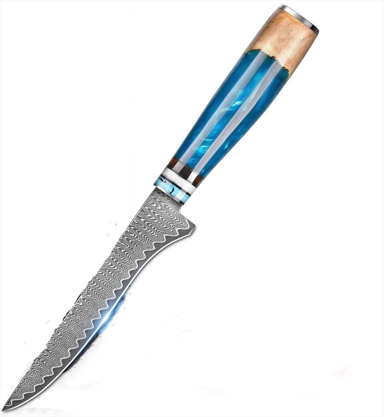 KEENZO Ausbeinmesser Damast Filetiermesser 15cm Fisch Filiermesser 67 Schichten Damaststahl, damaststahl, Harzgriff