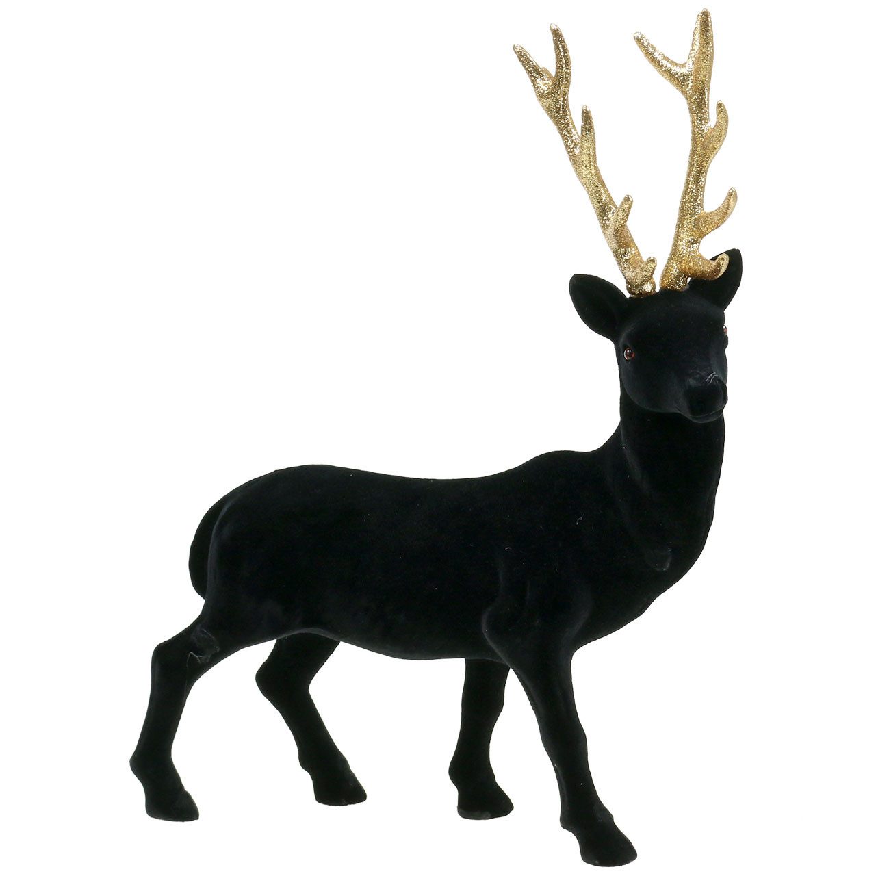 Viana Weihnachtsmann Deko-Hirsch beflockt Schwarz, Gold 40cm - Weihnachtsde günstig online kaufen
