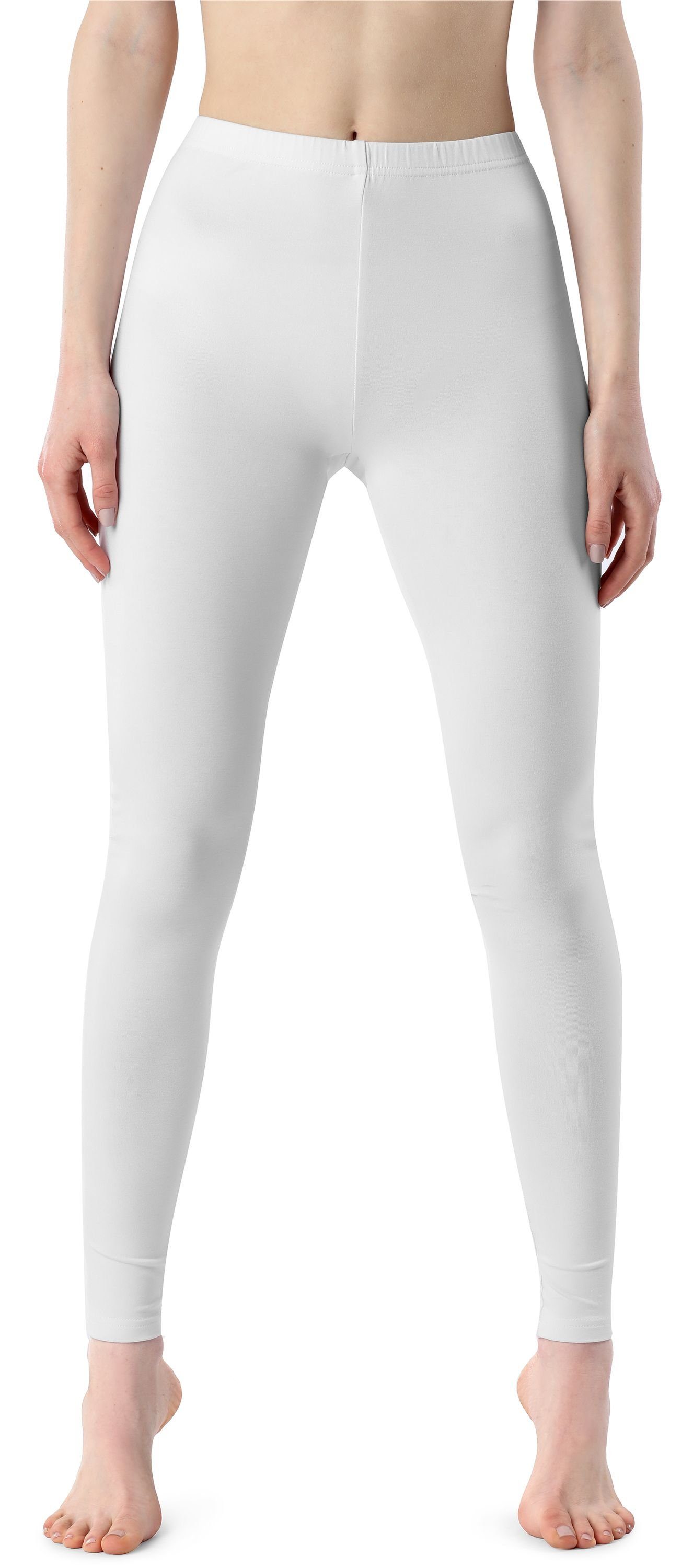 elastischer (1-tlg) Leggings Lange aus Weiß Bellivalini Viskose Leggings Damen BLV50-203 Bund