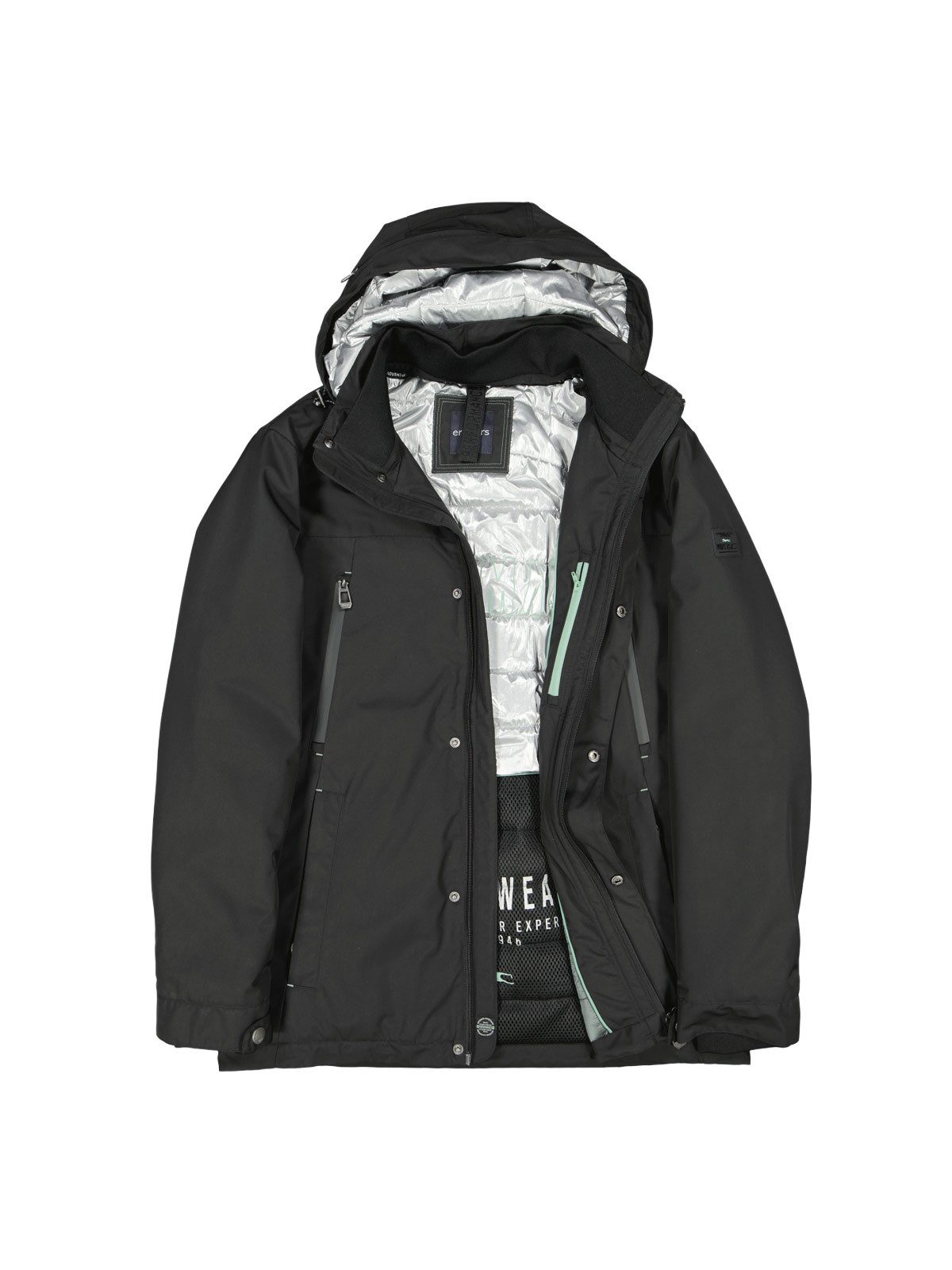 Engbers Langjacke engbers Herren Funktionsjacke mit abnehmbarer Kapuze, Schwarz