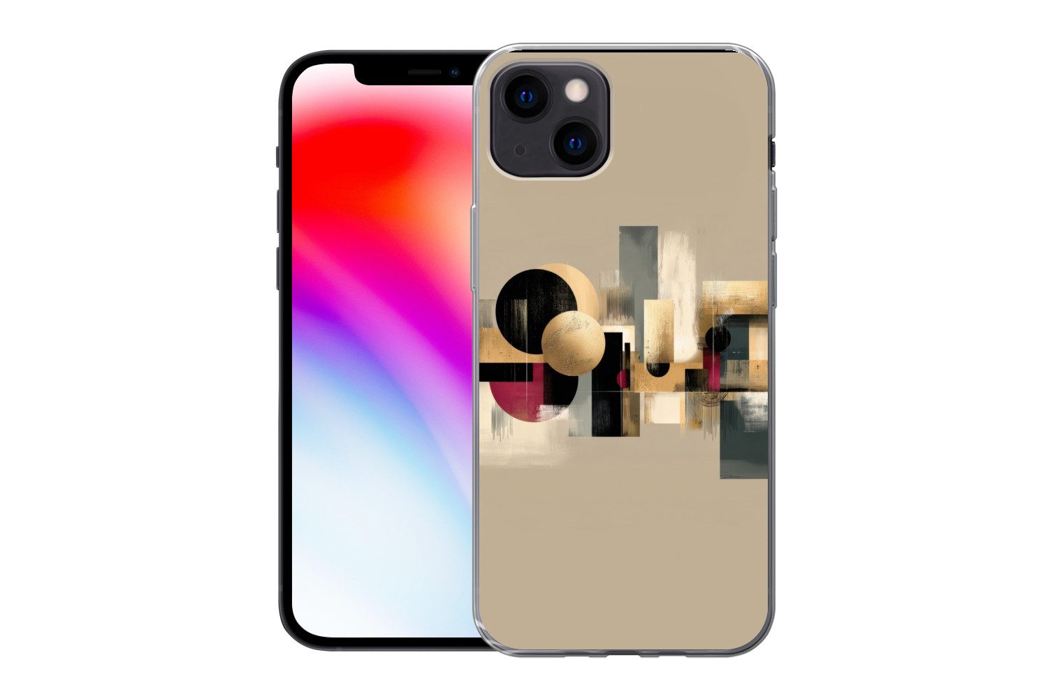 MuchoWow Handyhülle für Apple iPhone 13 Abstrakt - Formen - Beige - Texturen, Smartphone-Bumper, Print, Handy Schutzhülle Dünn