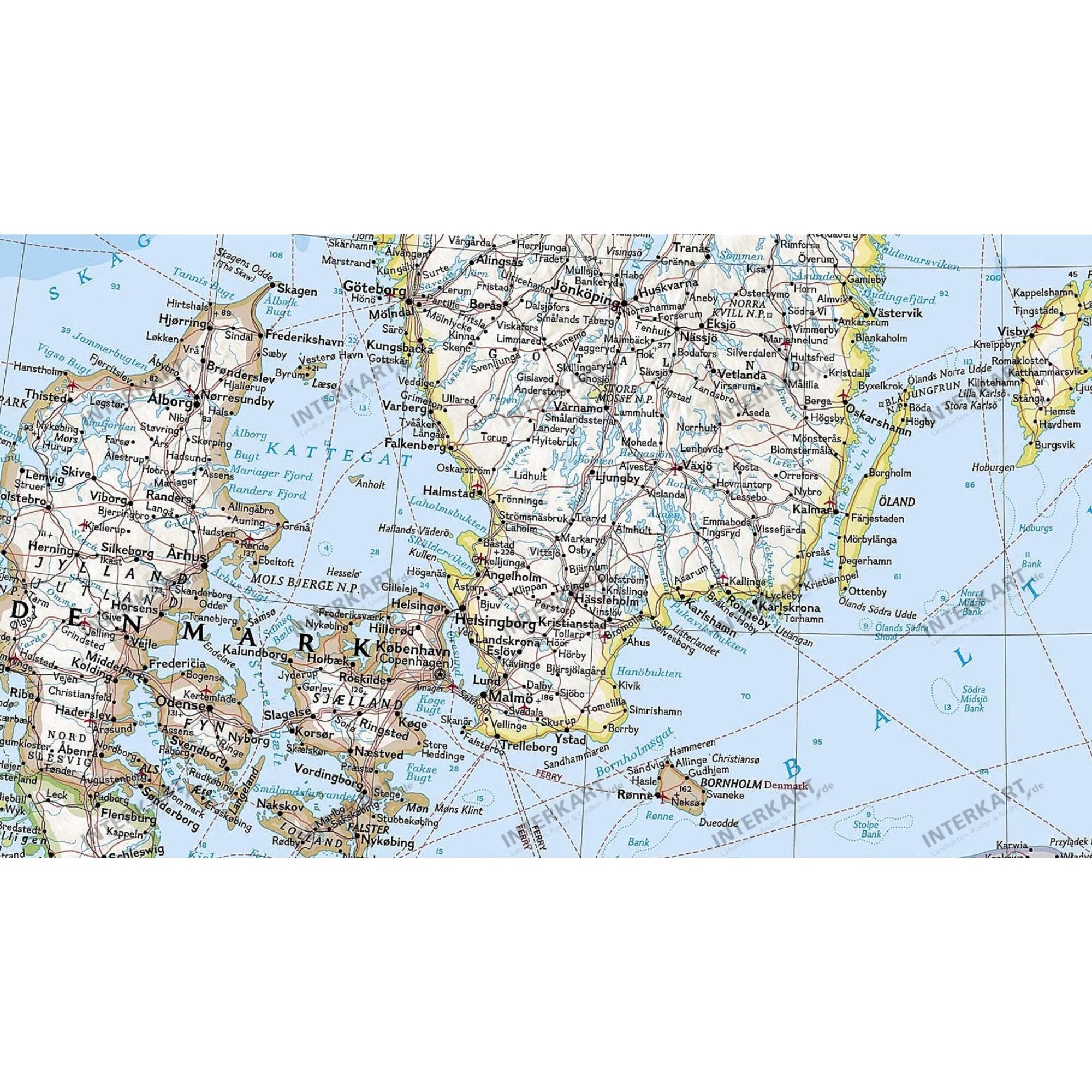 NATIONAL GEOGRAPHIC Wandbild National Geographic Regional-Karte Skandinavien (58 x 76 cm)