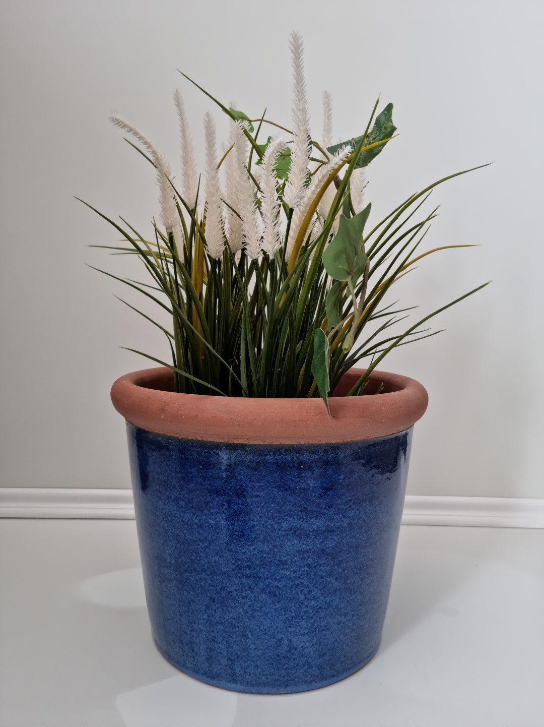 Keramik 20x18cm "Southfork" Teramico Blumentopf Blau Royal, Frostfest Pflanzkübel 100%