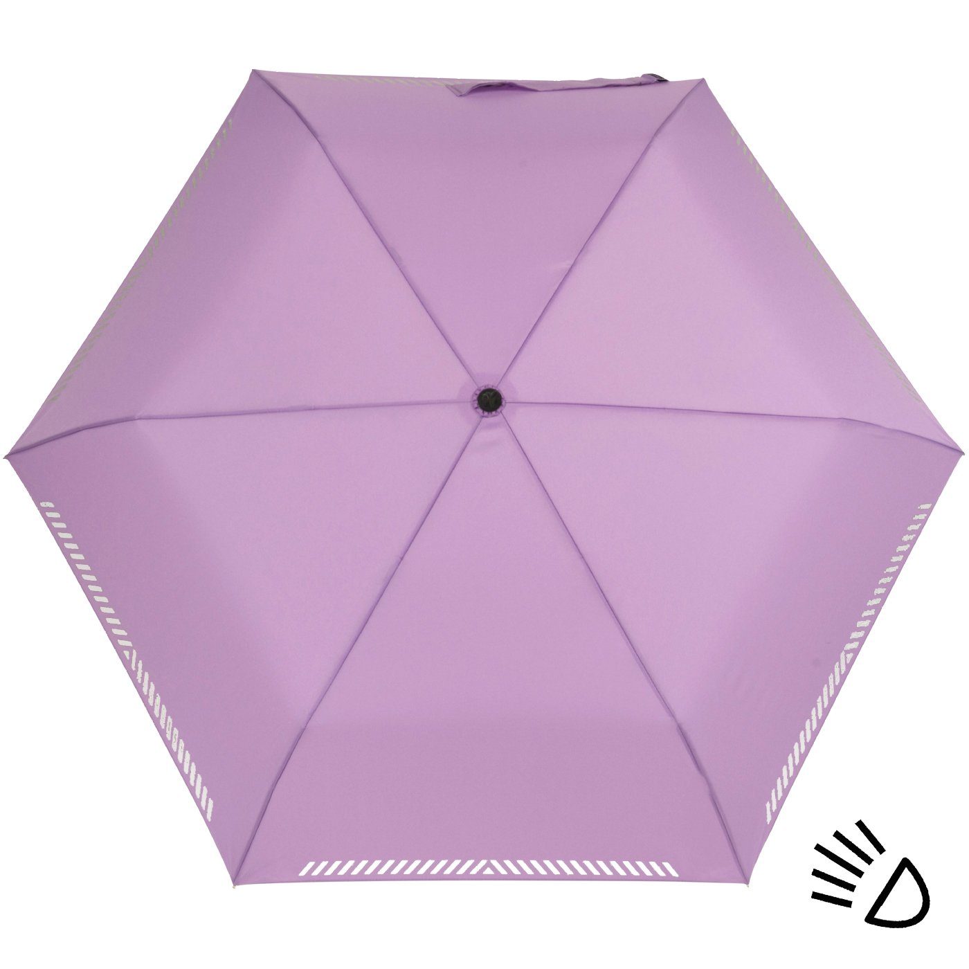 iX-brella Taschenregenschirm berry-light leicht, reflektierend Reflex Kinderschirm extra Safety Mini