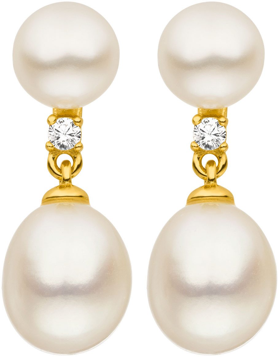 Adriana Paar Ohrstecker Schmuck Geschenk Silber 925 Ohrringe Ravello, Made in Germany - mit Zirkonia (synth) - mit Süßwasserzuchtperle