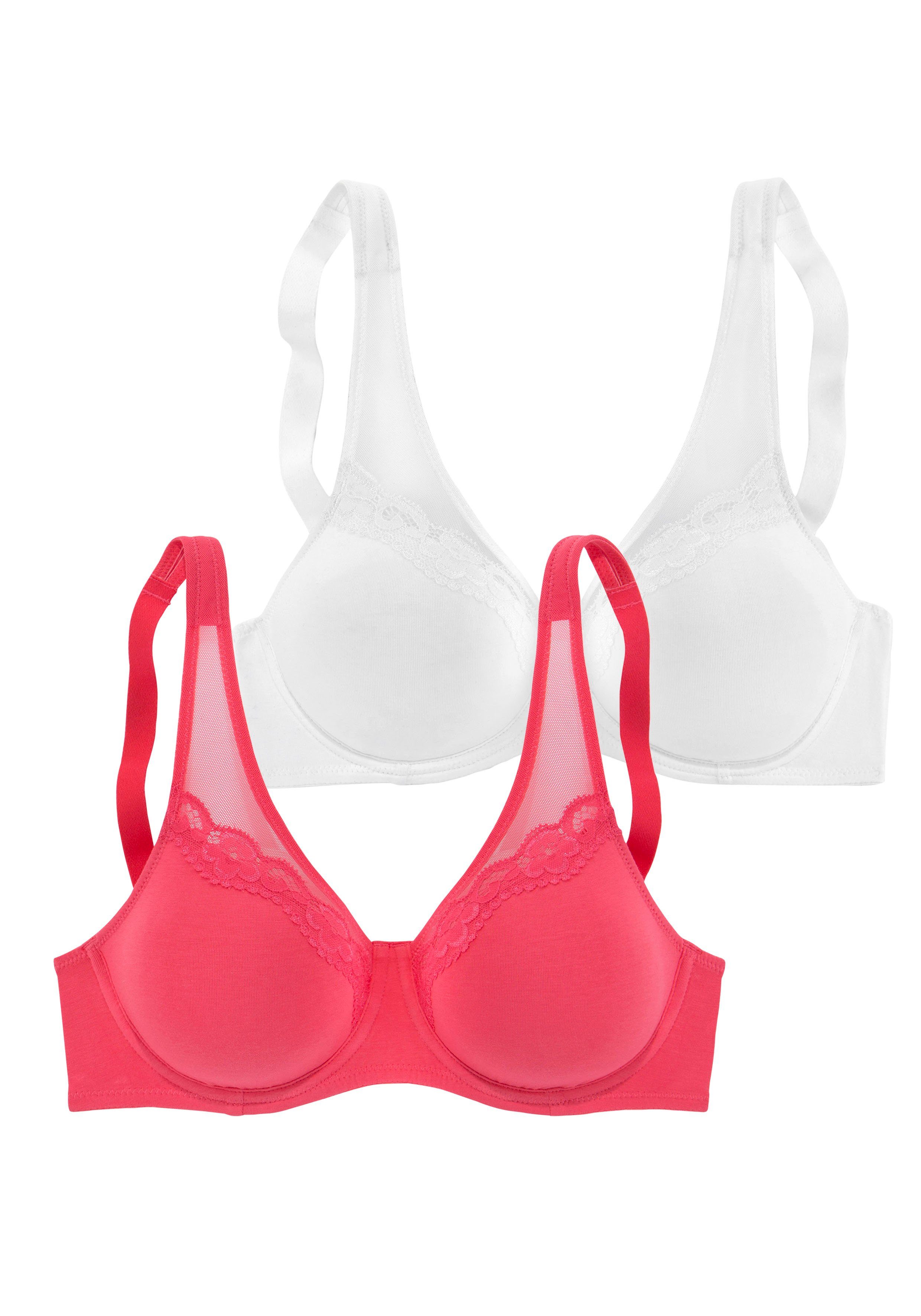 petite fleur Minimizer-BH (Packung, 2 Basic Dessous vorgeformten Cups + Stück) nahtlos Baumwolle, himbeere weiß aus mit