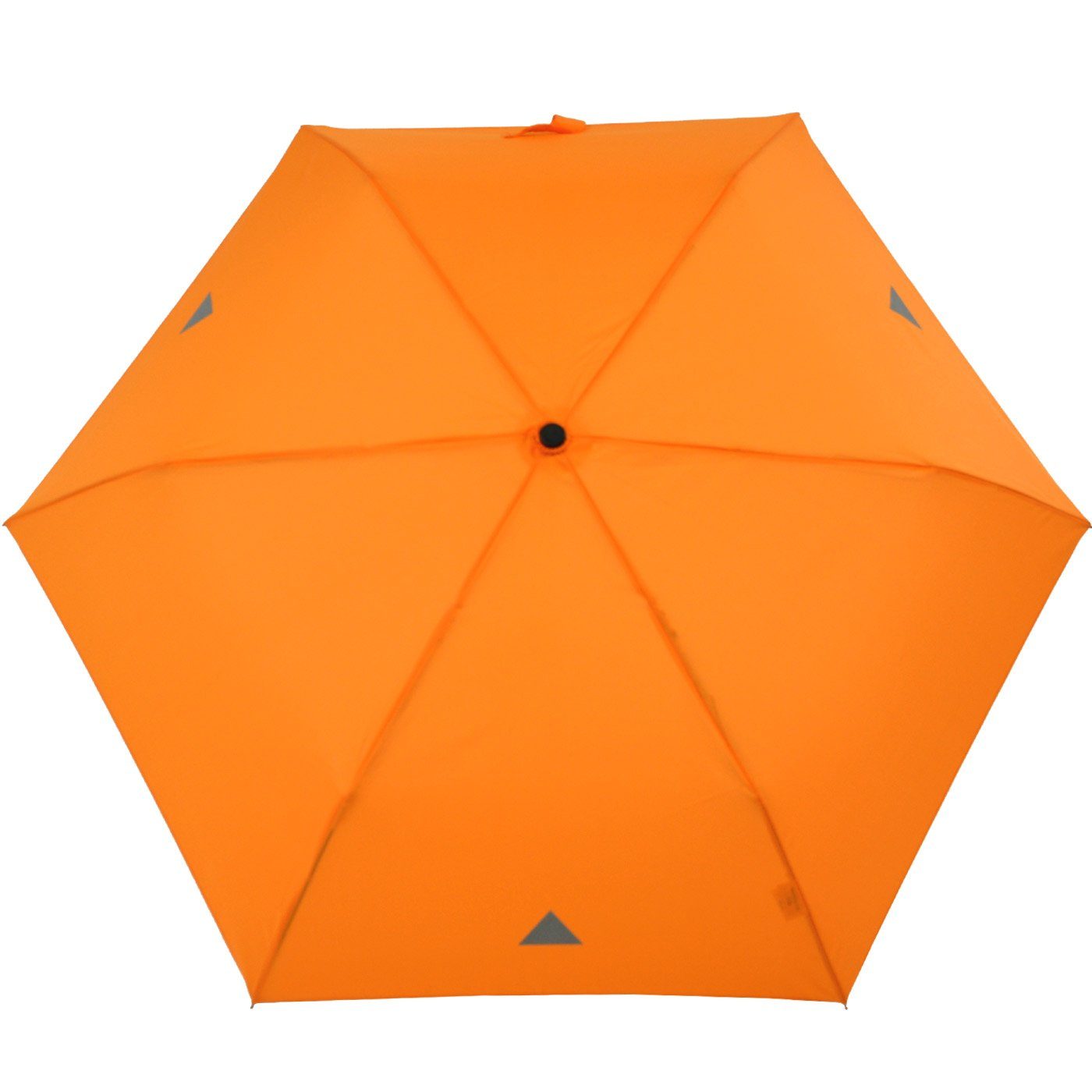 doppler® Taschenregenschirm Super-Mini Aufdrucken Havanna mit kleiner, Reflex, Kids orange reflektierenden leichter Kinderschirm
