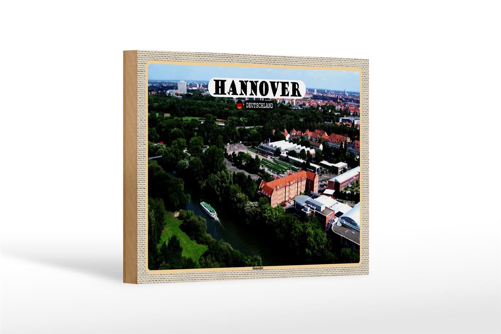 Femer GmbH Holzbild Städte Hannover Blick auf Ihmeufer 18x12 cm, (1 St), Glatte Holzfaserplatte (MDF), vorn beschichtet